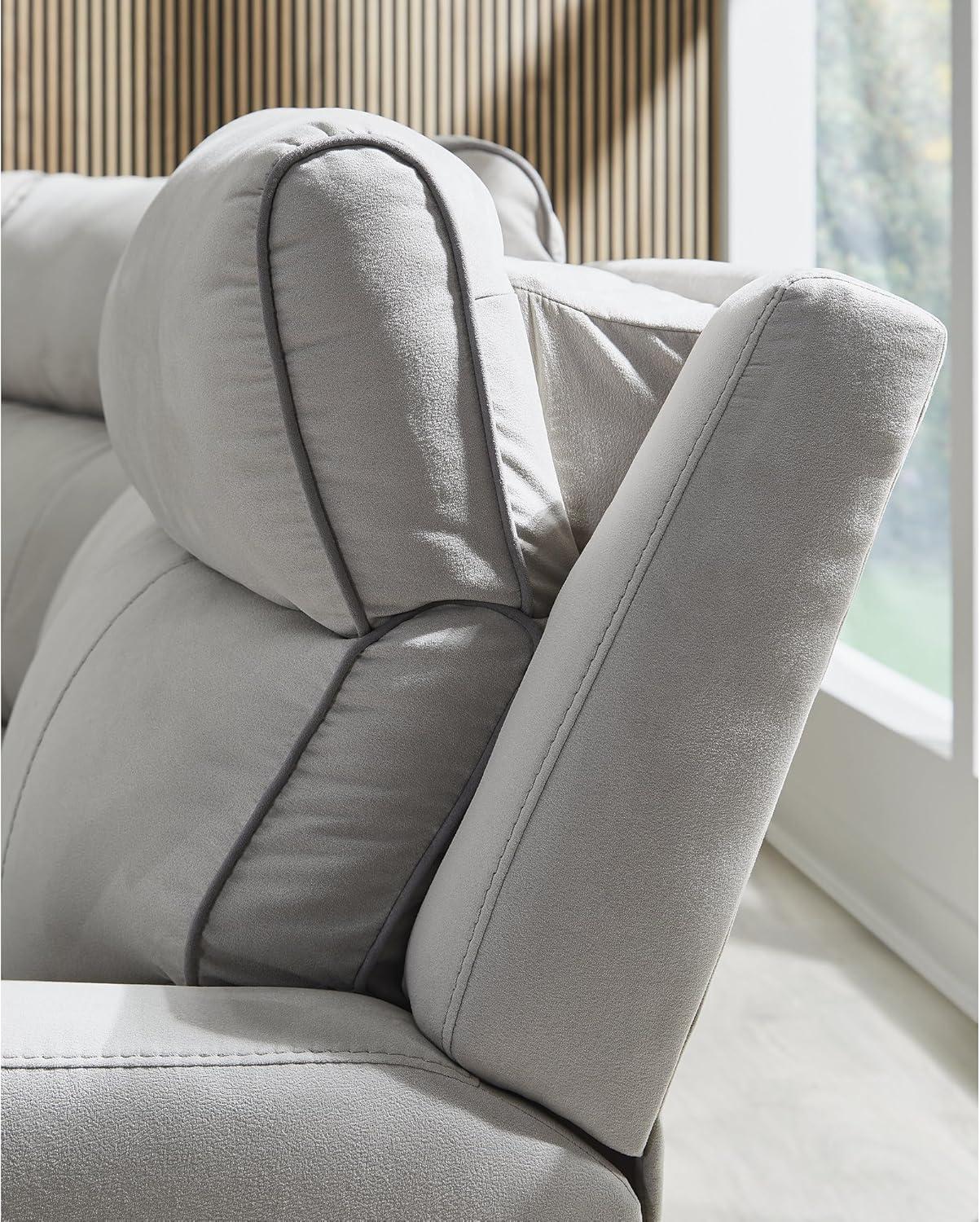 imageSignature Design by Ashley Grafton Pike Straight Contemporary 3Piece Power Reclining Sectional with Adjustable Headrest and USB Charging Ports Light Gray3Piece Power Reclining Sectional with Console