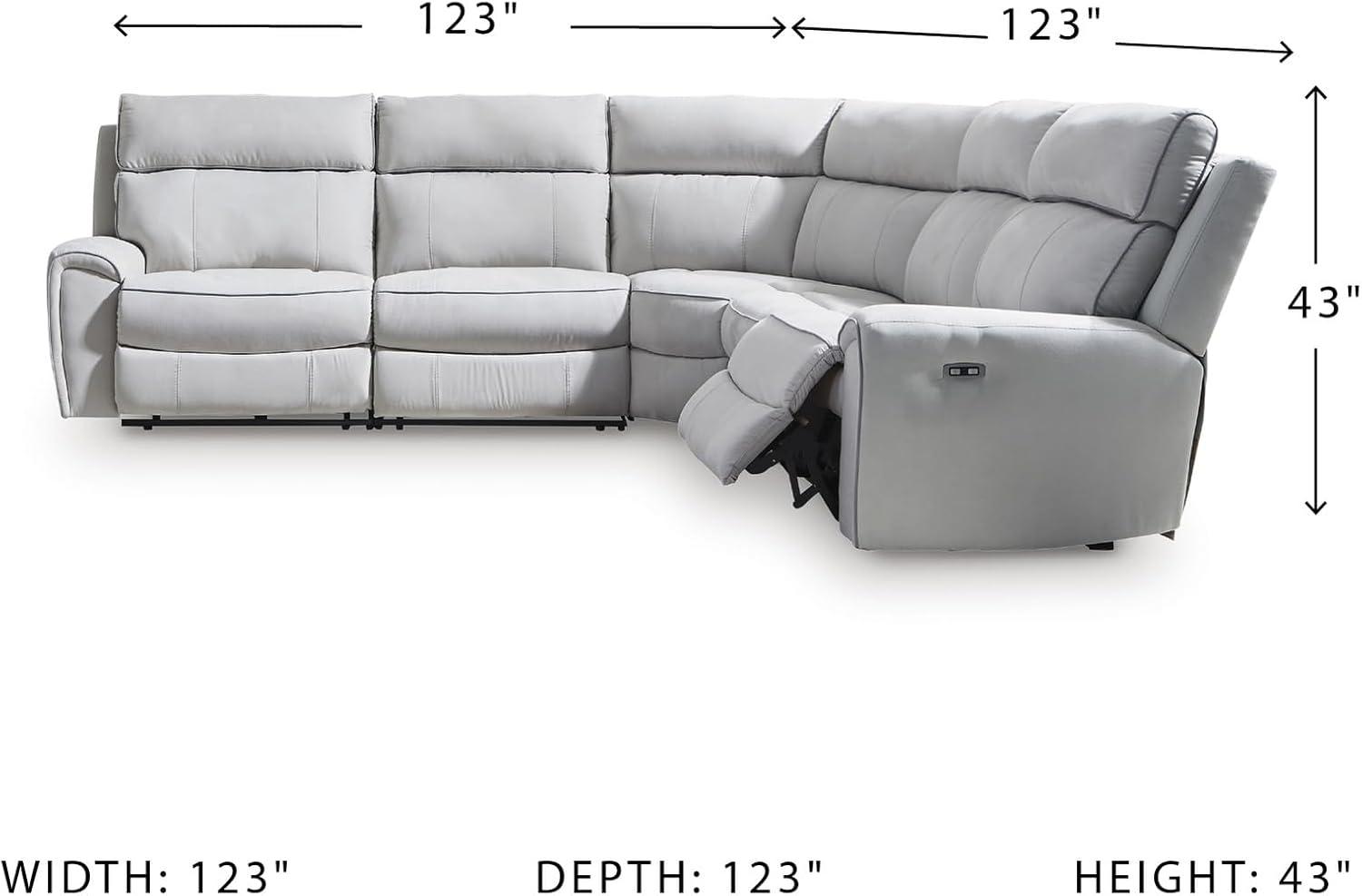 imageSignature Design by Ashley Grafton Pike Straight Contemporary 3Piece Power Reclining Sectional with Adjustable Headrest and USB Charging Ports Light Gray5Piece Power Reclining Sectional