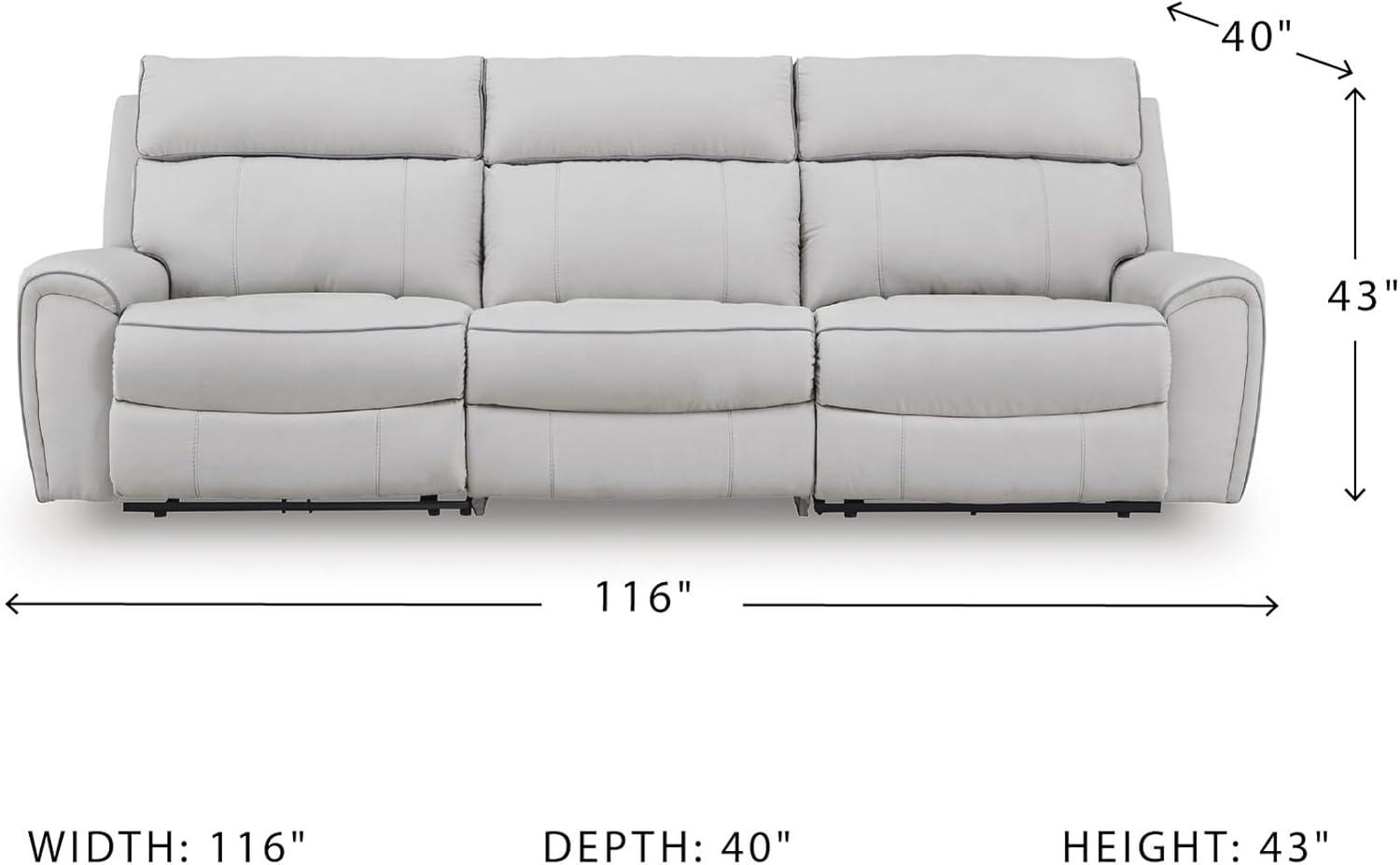 imageSignature Design by Ashley Grafton Pike Straight Contemporary 3Piece Power Reclining Sectional with Adjustable Headrest and USB Charging Ports Light Gray3Piece Power Reclining Sectional