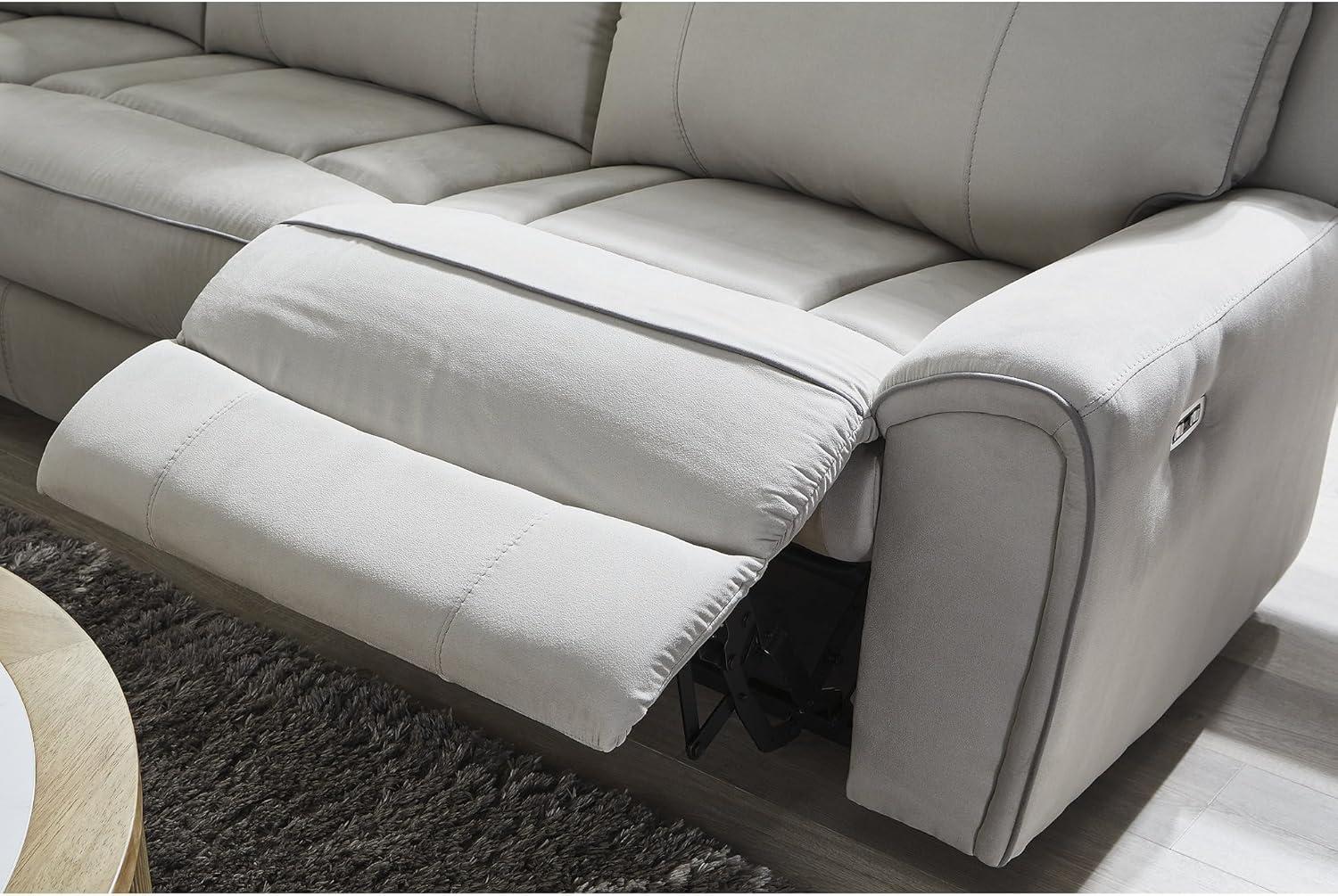 imageSignature Design by Ashley Grafton Pike Straight Contemporary 3Piece Power Reclining Sectional with Adjustable Headrest and USB Charging Ports Light Gray3Piece Power Reclining Sectional