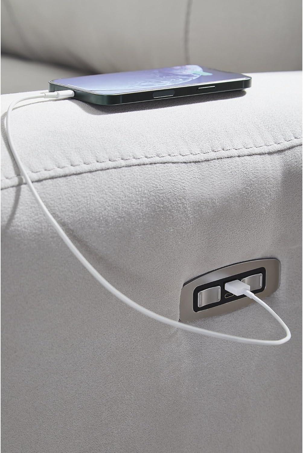 imageSignature Design by Ashley Grafton Pike Straight Contemporary 3Piece Power Reclining Sectional with Adjustable Headrest and USB Charging Ports Light Gray2Piece Reclining Loveseat