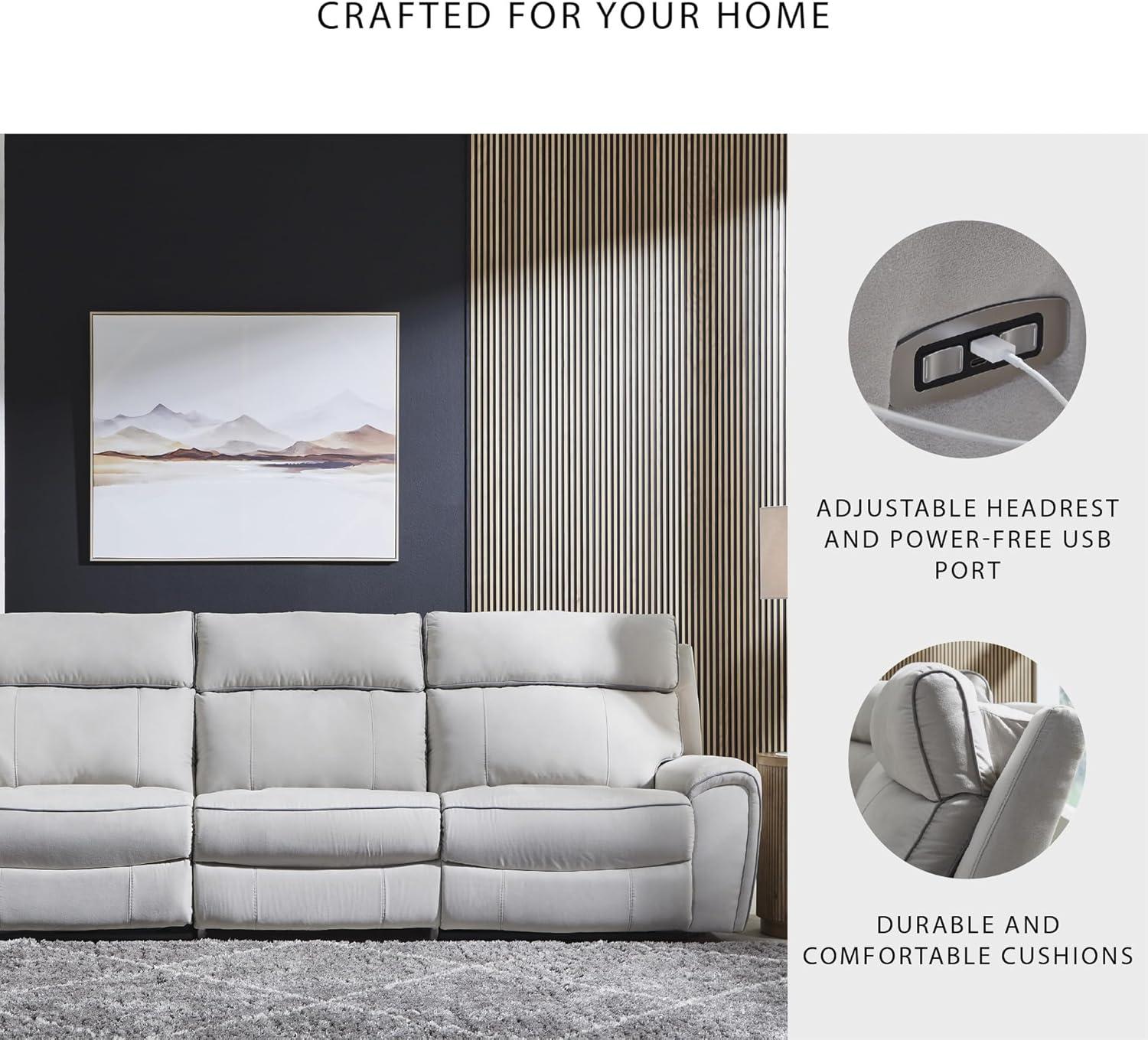 imageSignature Design by Ashley Grafton Pike Straight Contemporary 3Piece Power Reclining Sectional with Adjustable Headrest and USB Charging Ports Light Gray3Piece Power Reclining Sectional