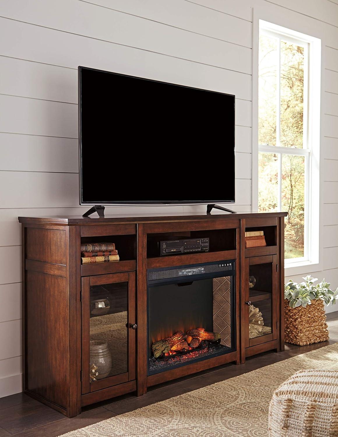 imageSignature Design by Ashley Harpan Traditional TV Stand Fits TVs up to 70 3 Adjustable Shelves 2 Storage Cabinets BrownXLarge