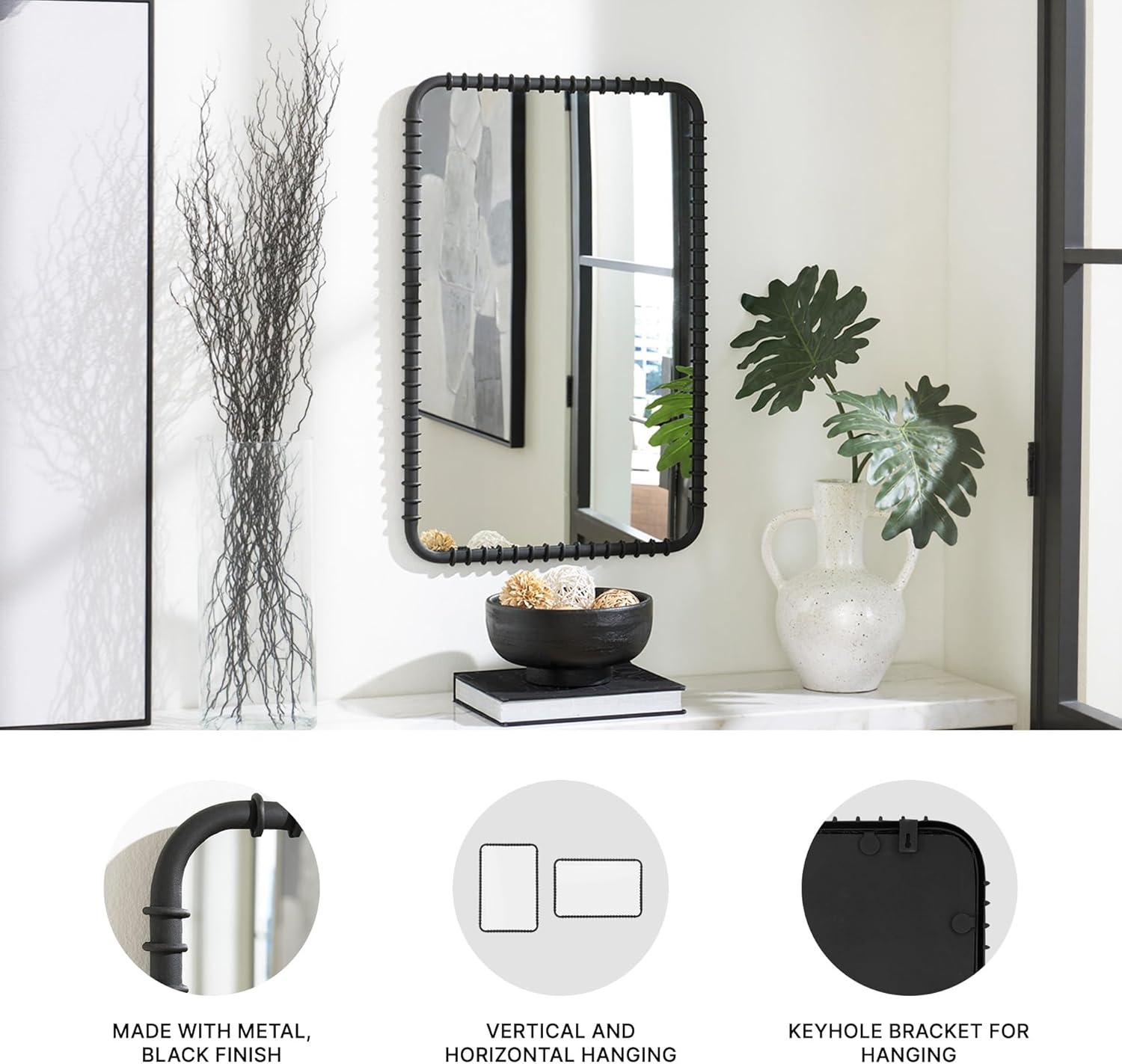 imageSignature Design by Ashley Judlow Contemporary Accent Mirror with Metal Frame Black