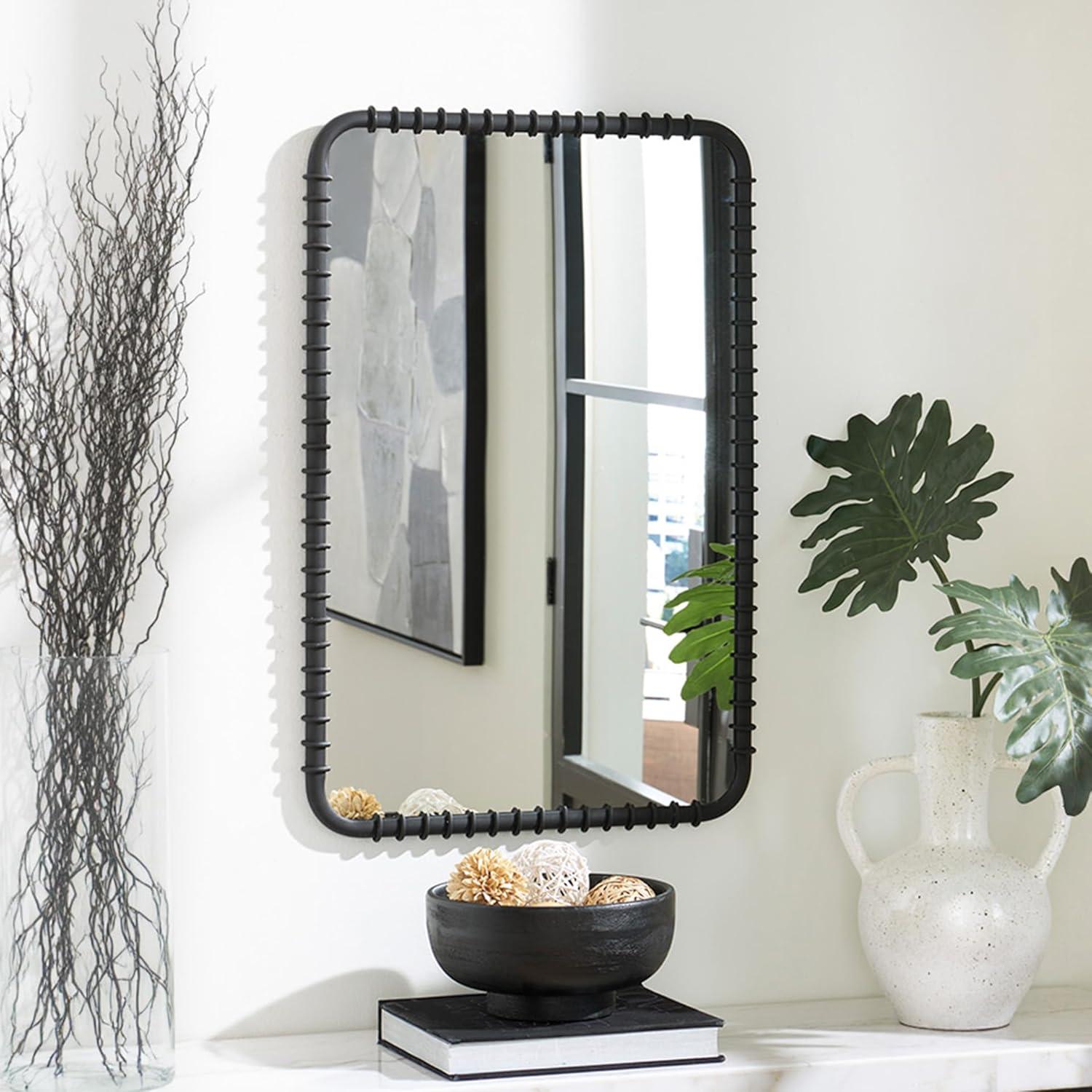 imageSignature Design by Ashley Judlow Contemporary Accent Mirror with Metal Frame Black