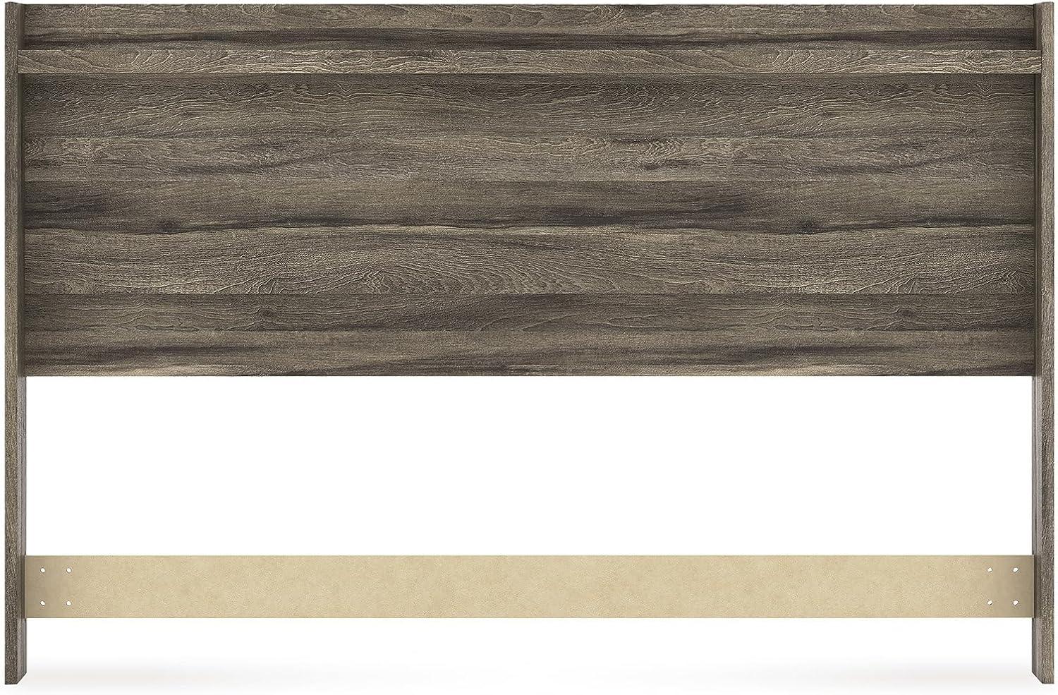 imageSignature Design by Ashley Jusika MidCentury Modern Panel Headboard with LED Light and Shelf King Dark Brown