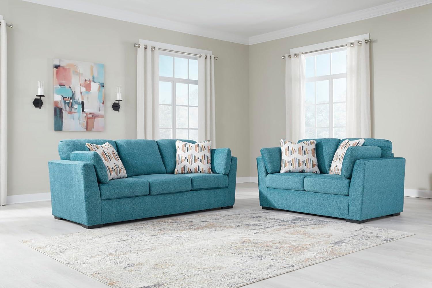 imageSignature Design by Ashley Keerwick Scandinavian Sofa with 4 Toss Pillows BlueBlue