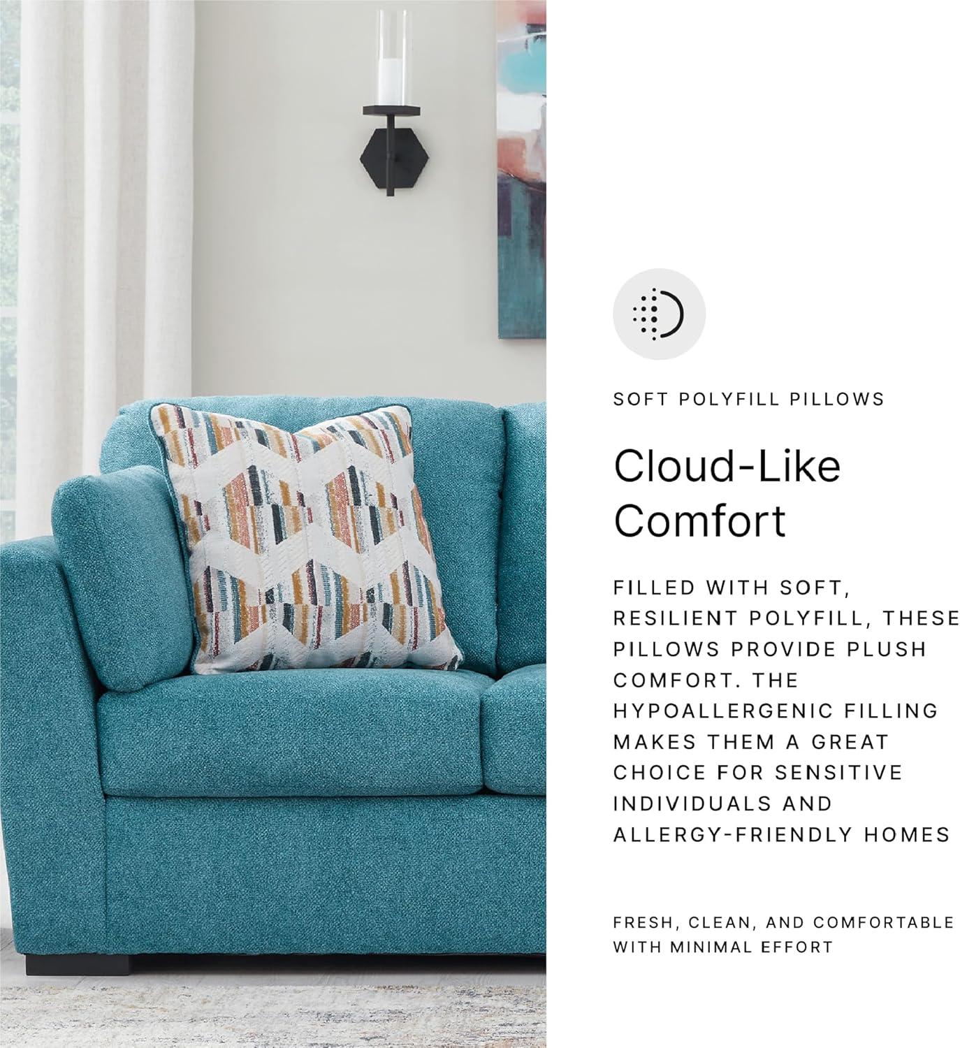 imageSignature Design by Ashley Keerwick Scandinavian Sofa with 4 Toss Pillows BlueBlue