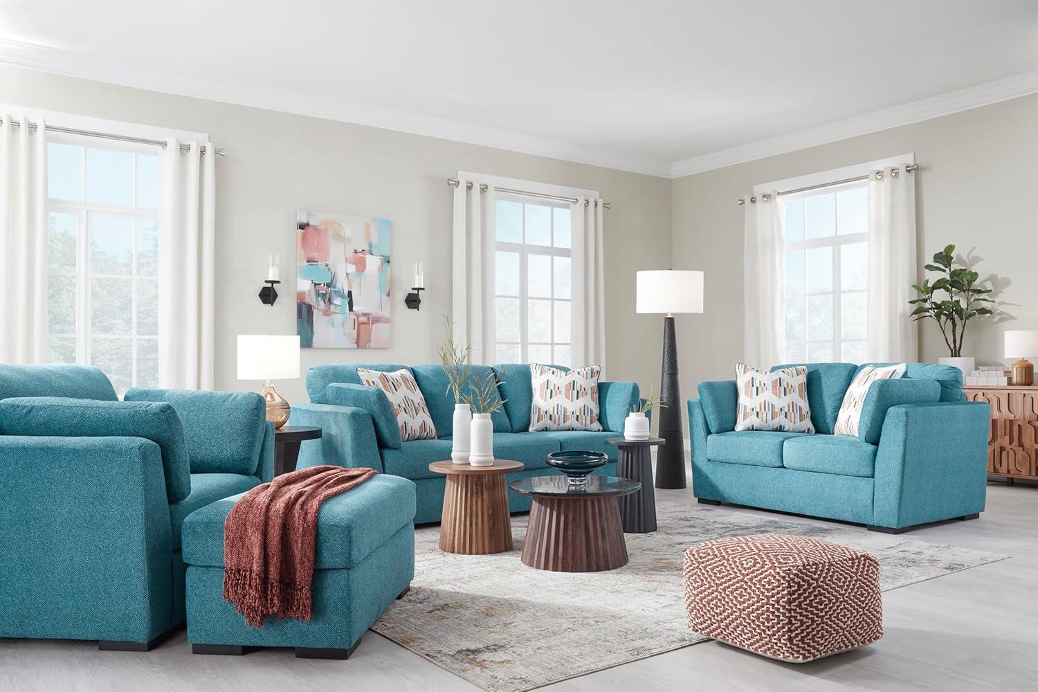 imageSignature Design by Ashley Keerwick Scandinavian Sofa with 4 Toss Pillows BlueBlue