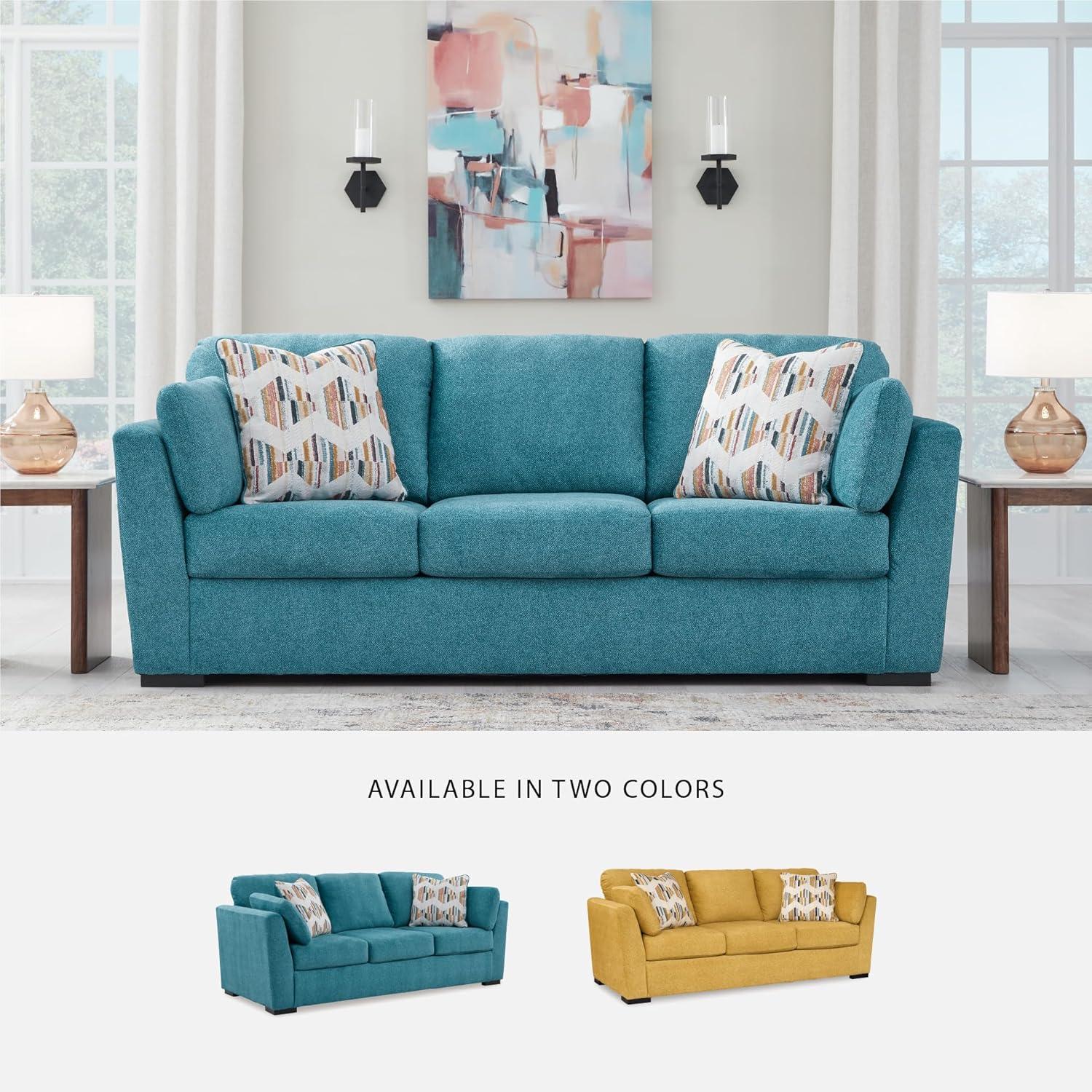 imageSignature Design by Ashley Keerwick Scandinavian Sofa with 4 Toss Pillows BlueBlue