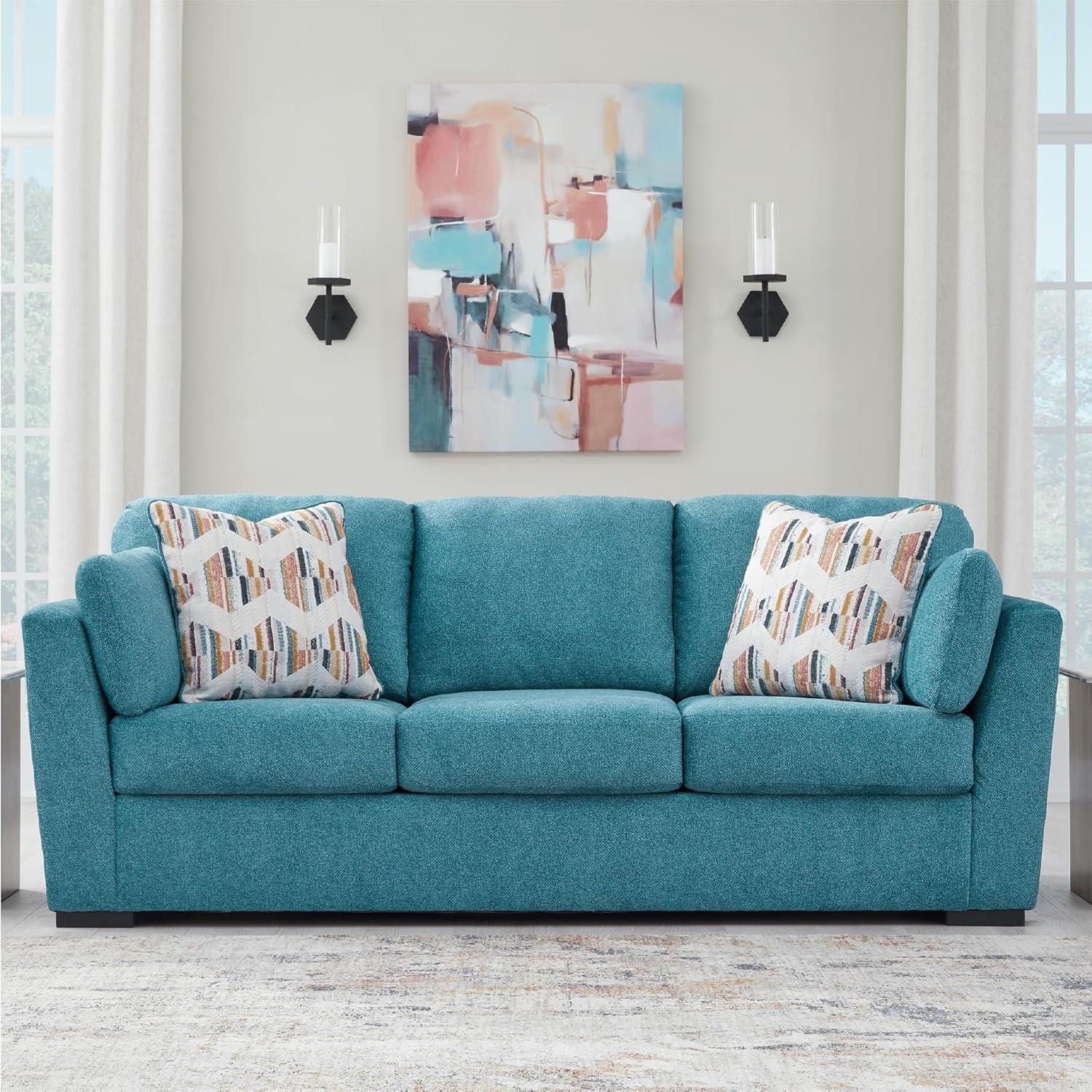 imageSignature Design by Ashley Keerwick Scandinavian Sofa with 4 Toss Pillows BlueBlue