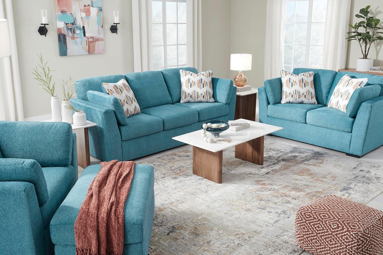 imageSignature Design by Ashley Keerwick Scandinavian Sofa with 4 Toss Pillows BlueBlue