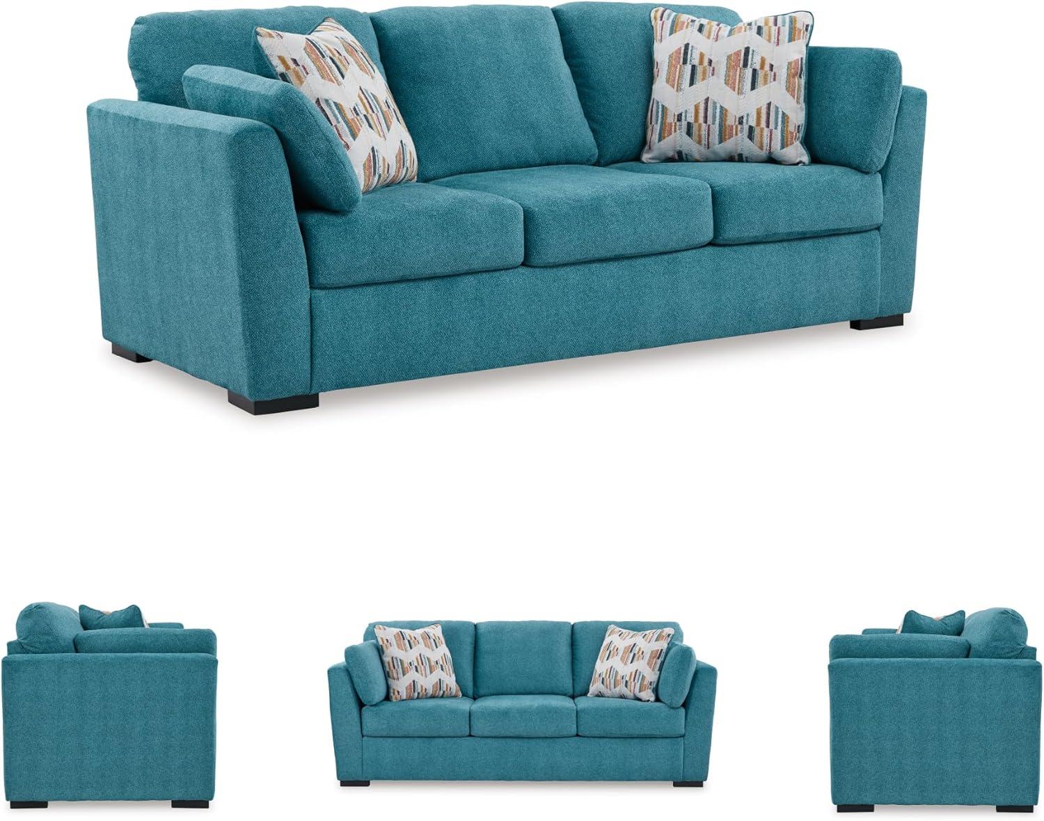 imageSignature Design by Ashley Keerwick Scandinavian Sofa with 4 Toss Pillows BlueBlue
