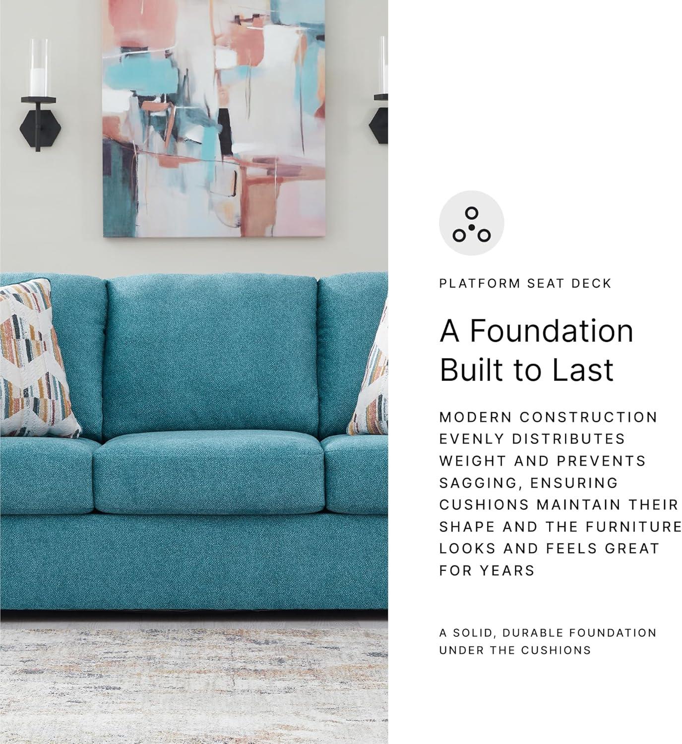 imageSignature Design by Ashley Keerwick Scandinavian Sofa with 4 Toss Pillows BlueBlue