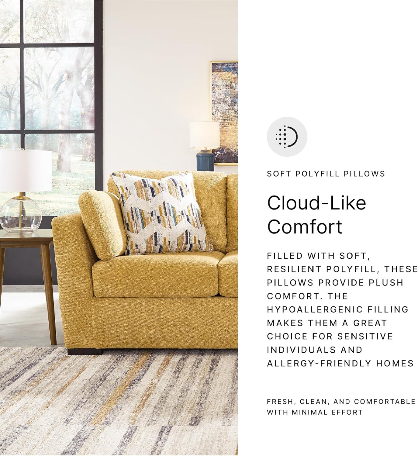 imageSignature Design by Ashley Keerwick Scandinavian Sofa with 4 Toss Pillows BlueYellow