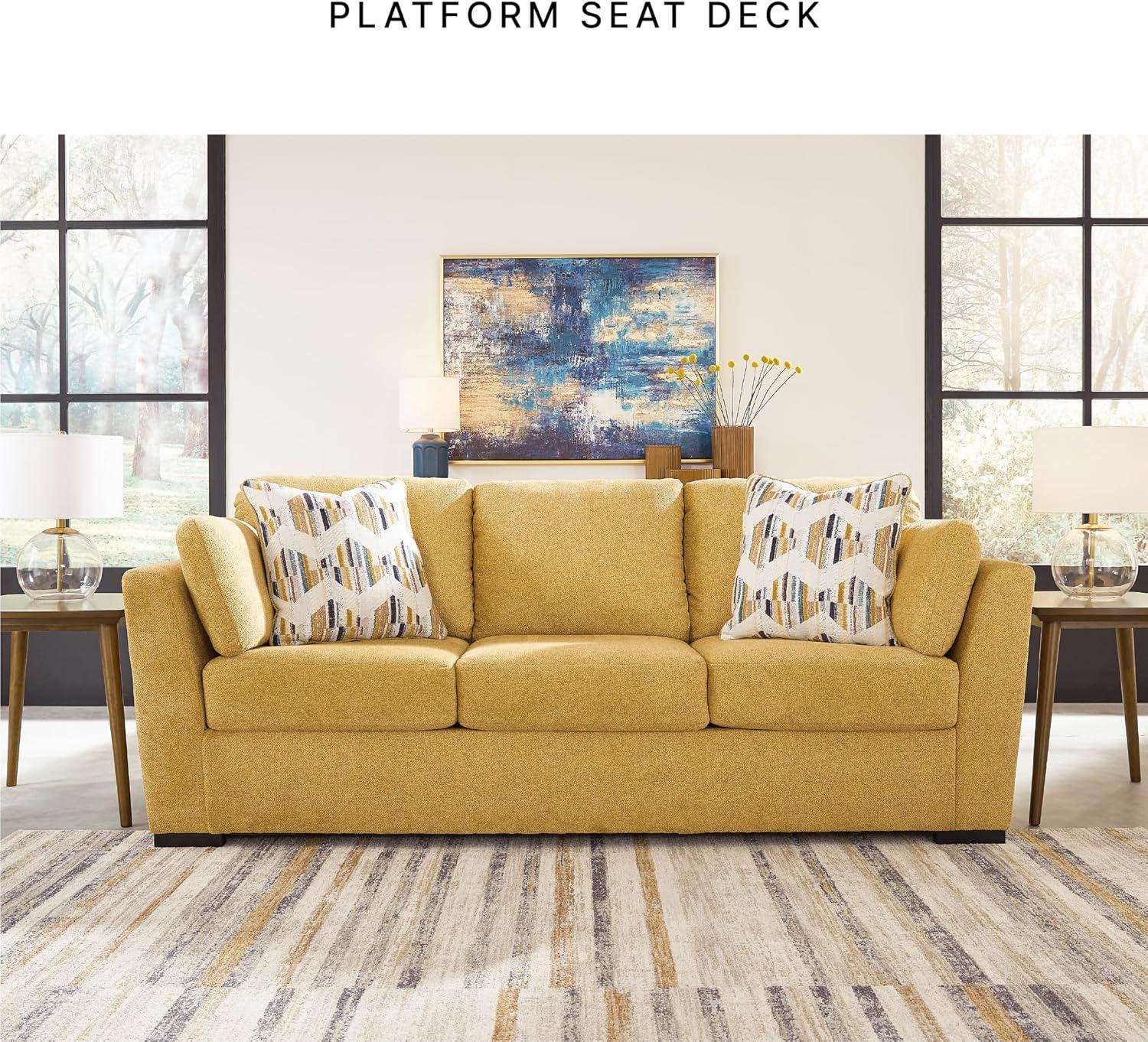 imageSignature Design by Ashley Keerwick Scandinavian Sofa with 4 Toss Pillows BlueYellow