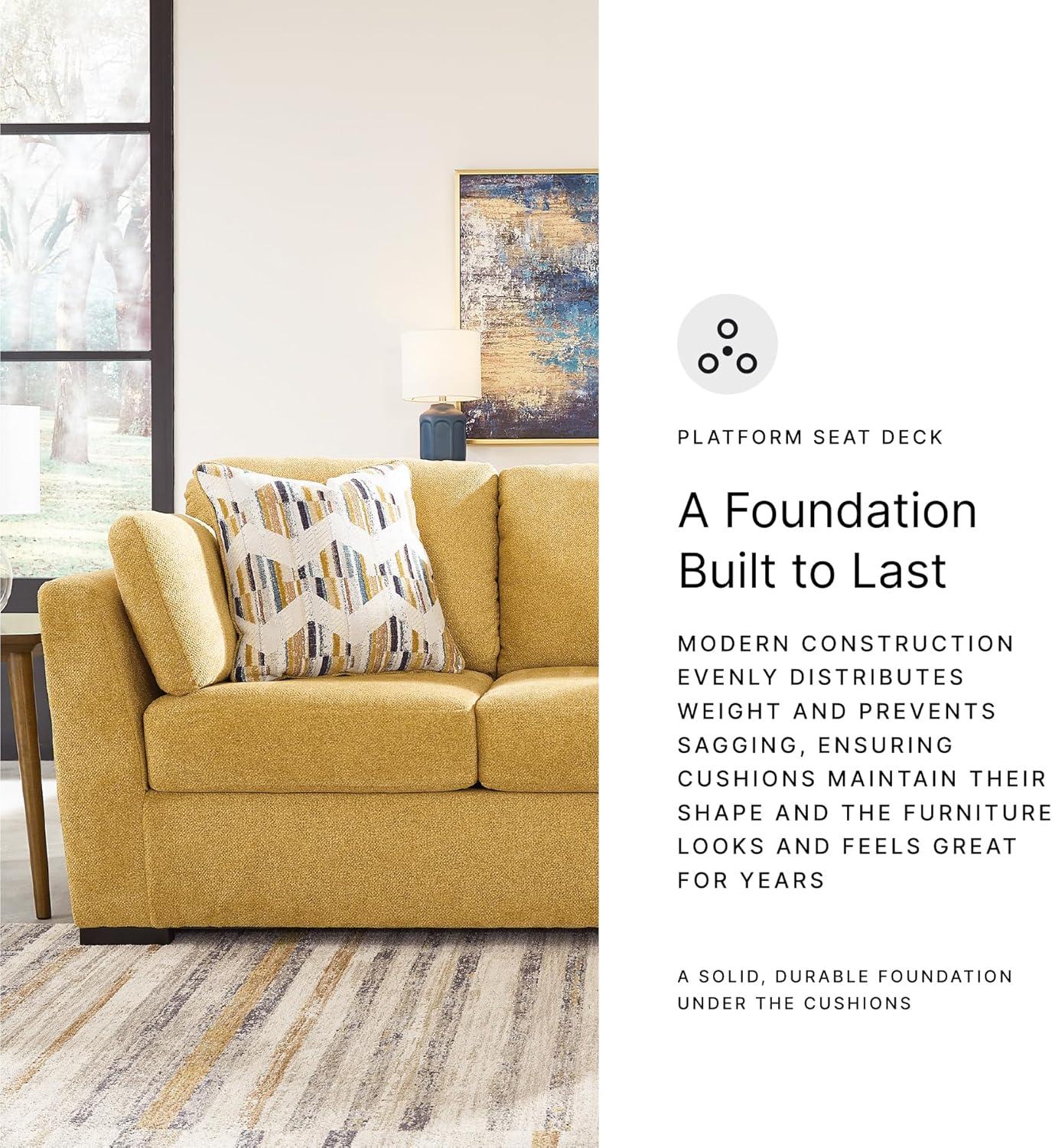 imageSignature Design by Ashley Keerwick Scandinavian Sofa with 4 Toss Pillows BlueYellow