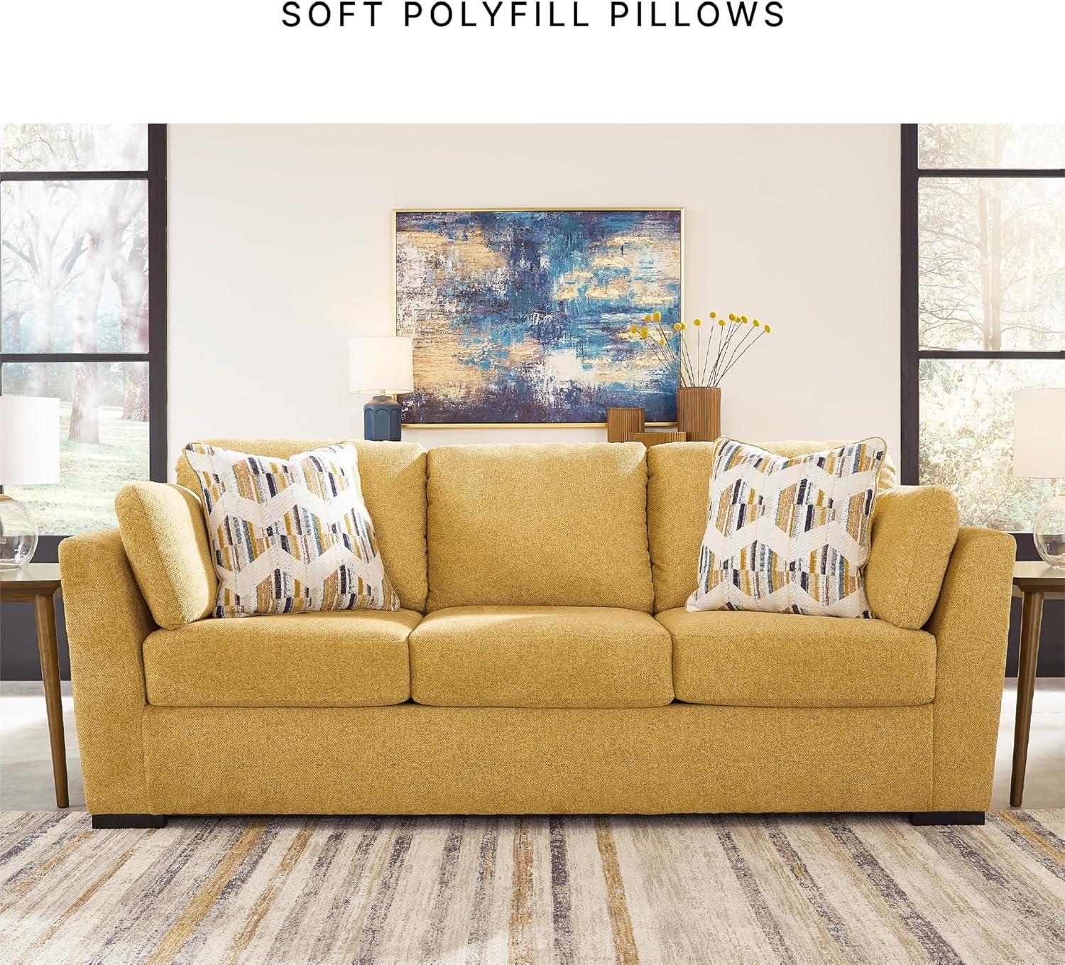 imageSignature Design by Ashley Keerwick Scandinavian Sofa with 4 Toss Pillows BlueYellow