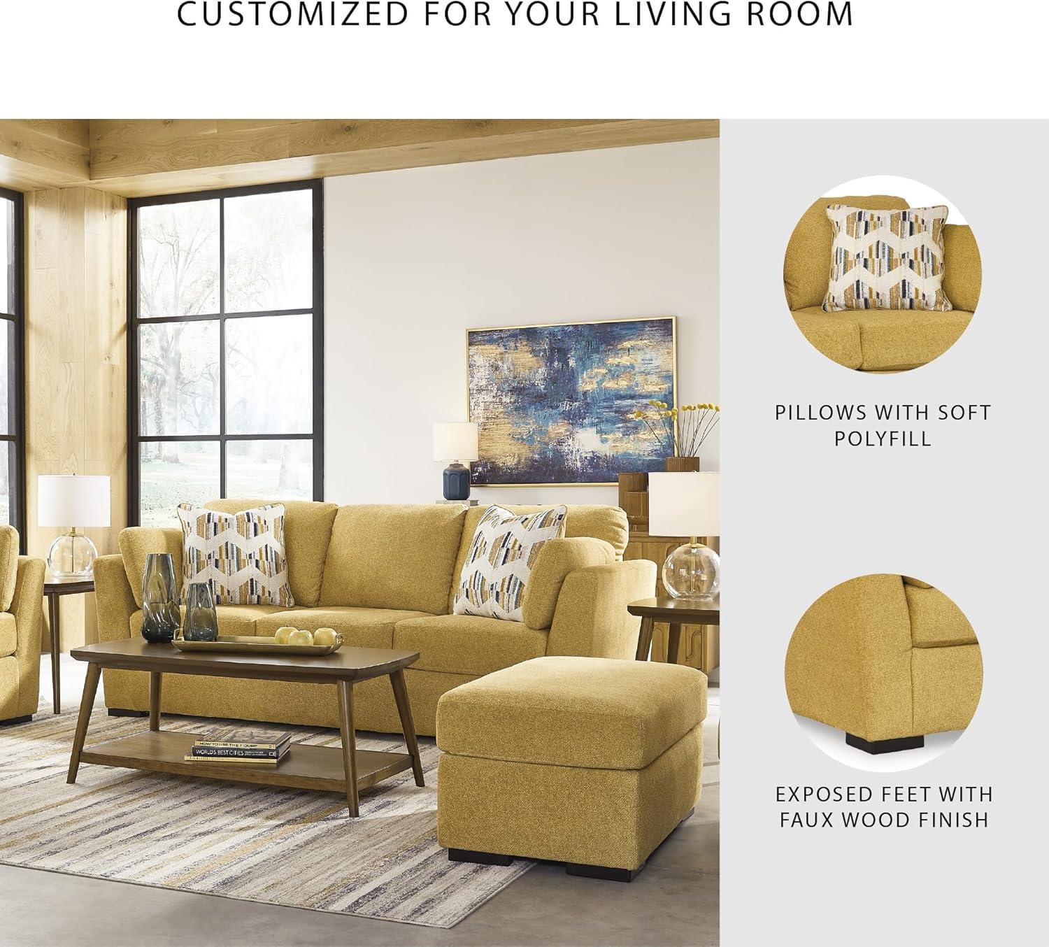 imageSignature Design by Ashley Keerwick Scandinavian Sofa with 4 Toss Pillows BlueYellow