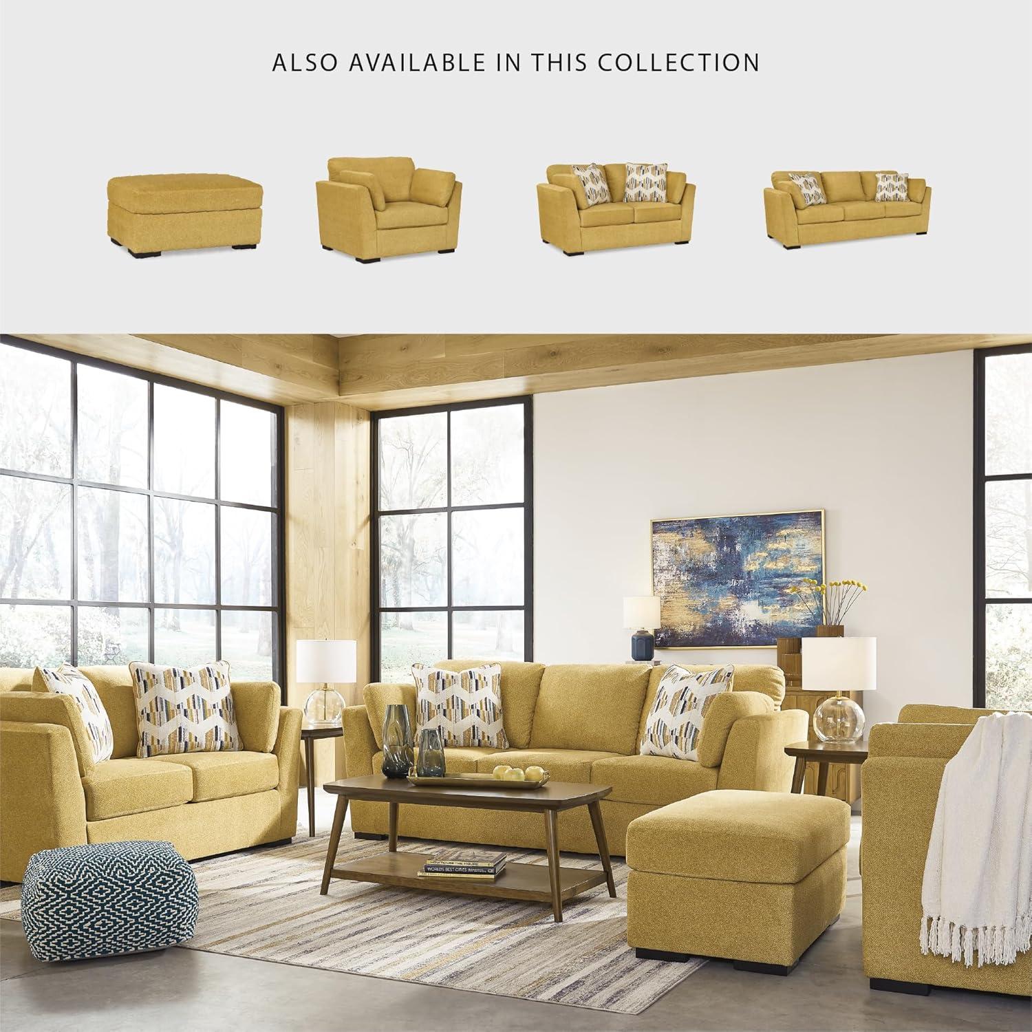 imageSignature Design by Ashley Keerwick Scandinavian Sofa with 4 Toss Pillows BlueYellow