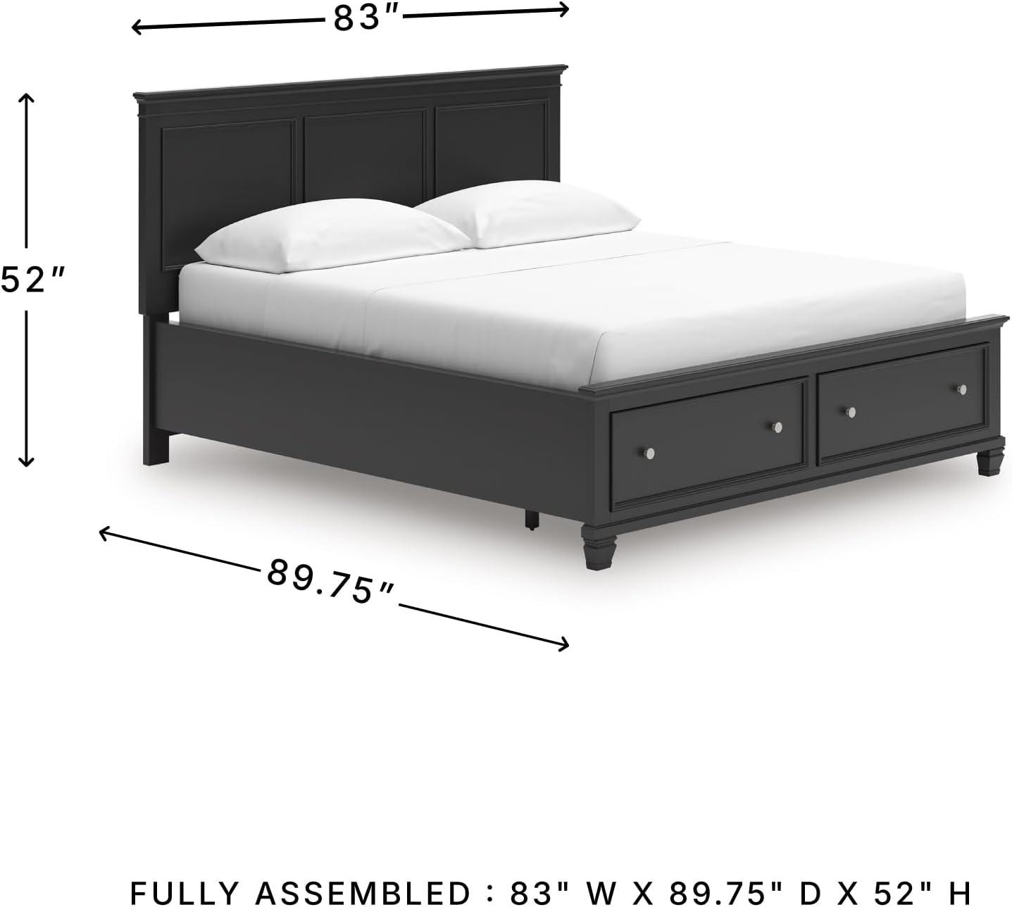 imageSignature Design by Ashley Lanolee Farmhouse Panel Storage Bed Foundation or Box Spring Not Needed King BlackBlack