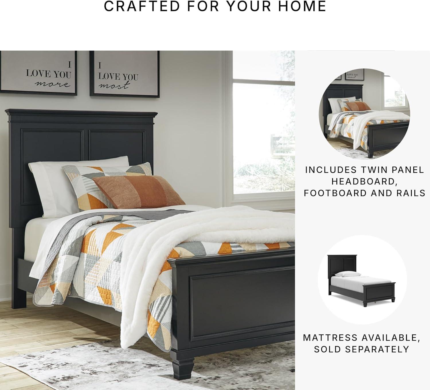 imageSignature Design by Ashley Lanolee Farmhouse Panel Storage Bed Foundation or Box Spring Not Needed King BlackBlack