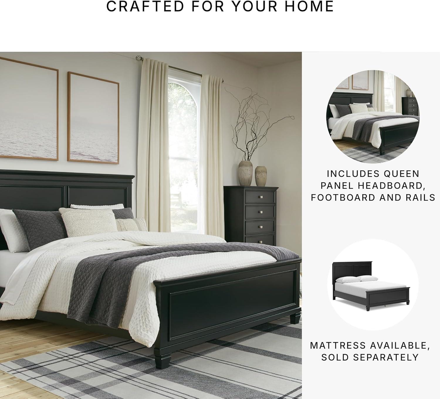 imageSignature Design by Ashley Lanolee Farmhouse Panel Storage Bed Foundation or Box Spring Not Needed King BlackBlack
