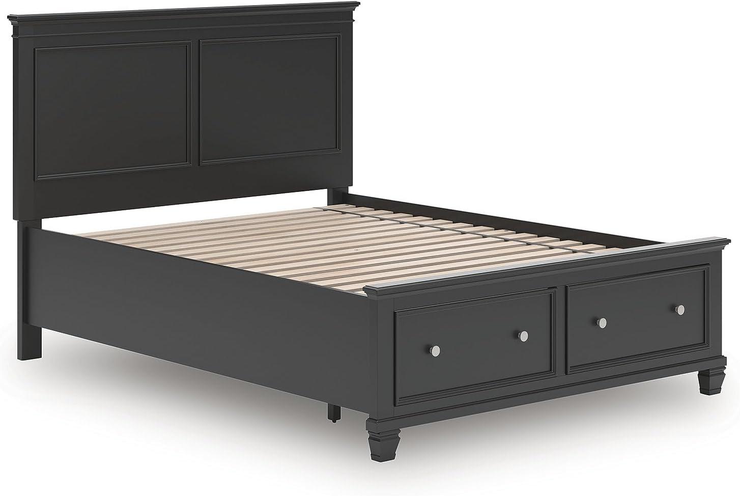 imageSignature Design by Ashley Lanolee Farmhouse Panel Storage Bed Foundation or Box Spring Not Needed King BlackBlack