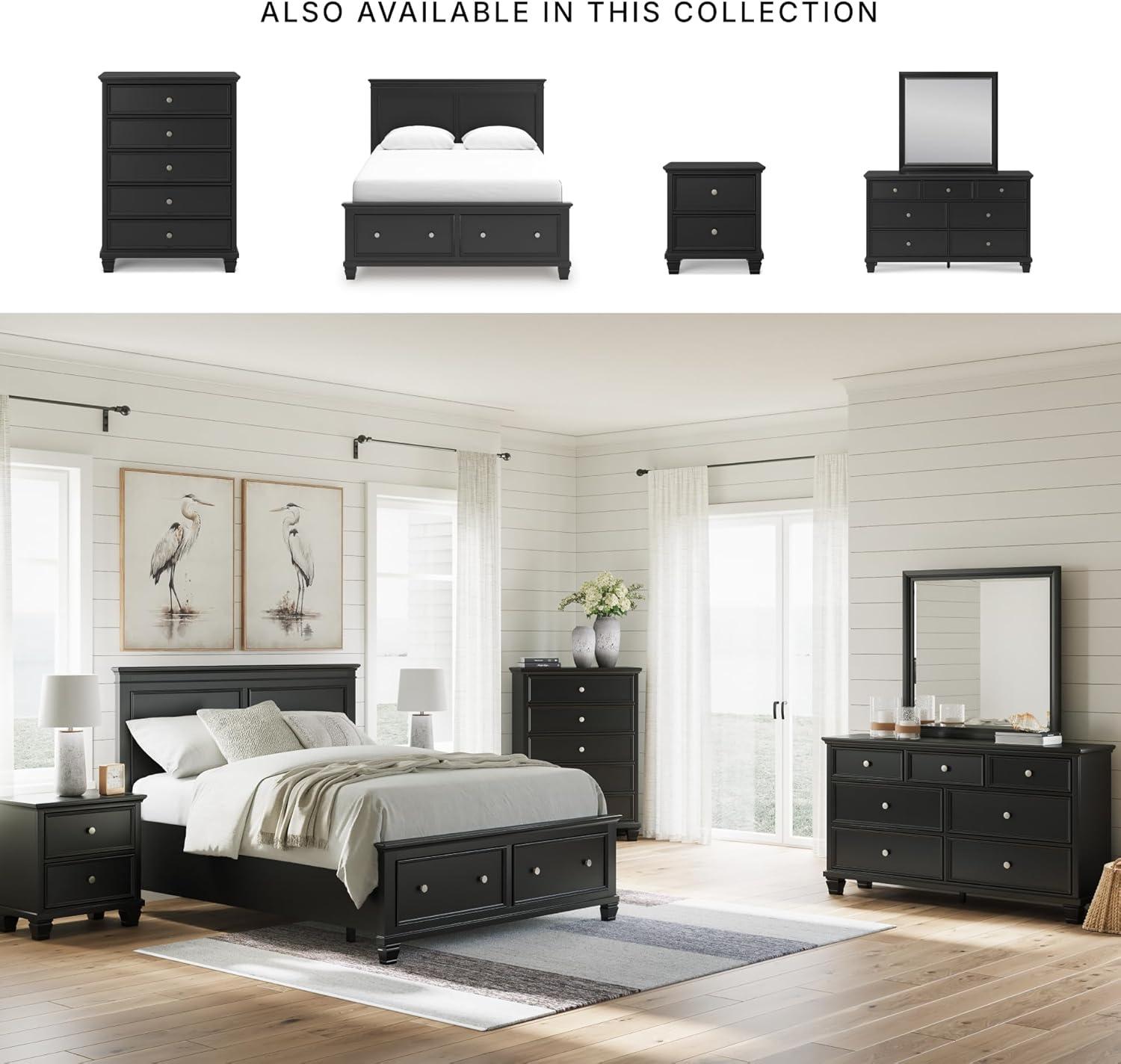 imageSignature Design by Ashley Lanolee Farmhouse Panel Storage Bed Foundation or Box Spring Not Needed King BlackBlack