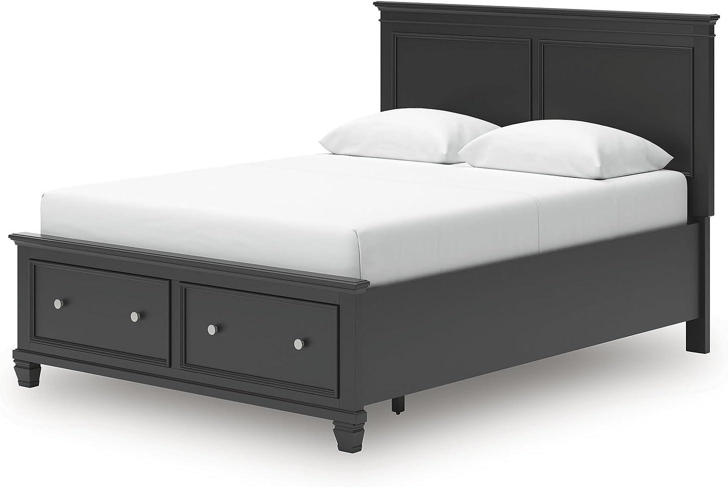 imageSignature Design by Ashley Lanolee Farmhouse Panel Storage Bed Foundation or Box Spring Not Needed King BlackBlack
