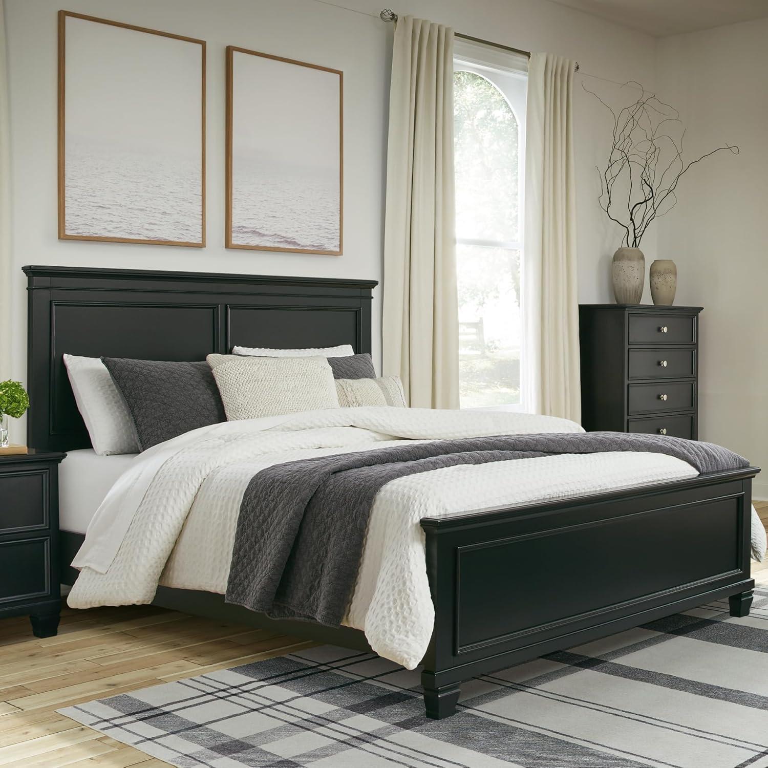 imageSignature Design by Ashley Lanolee Farmhouse Panel Storage Bed Foundation or Box Spring Not Needed King BlackBlack