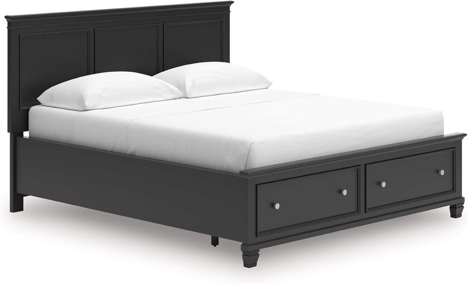 imageSignature Design by Ashley Lanolee Farmhouse Panel Storage Bed Foundation or Box Spring Not Needed King BlackBlack