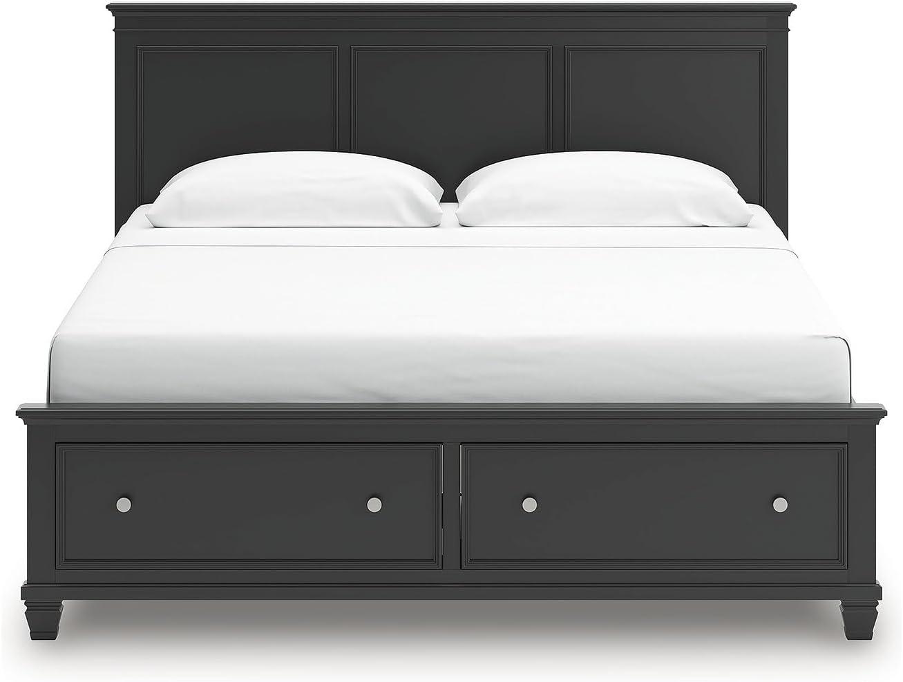 imageSignature Design by Ashley Lanolee Farmhouse Panel Storage Bed Foundation or Box Spring Not Needed King BlackBlack