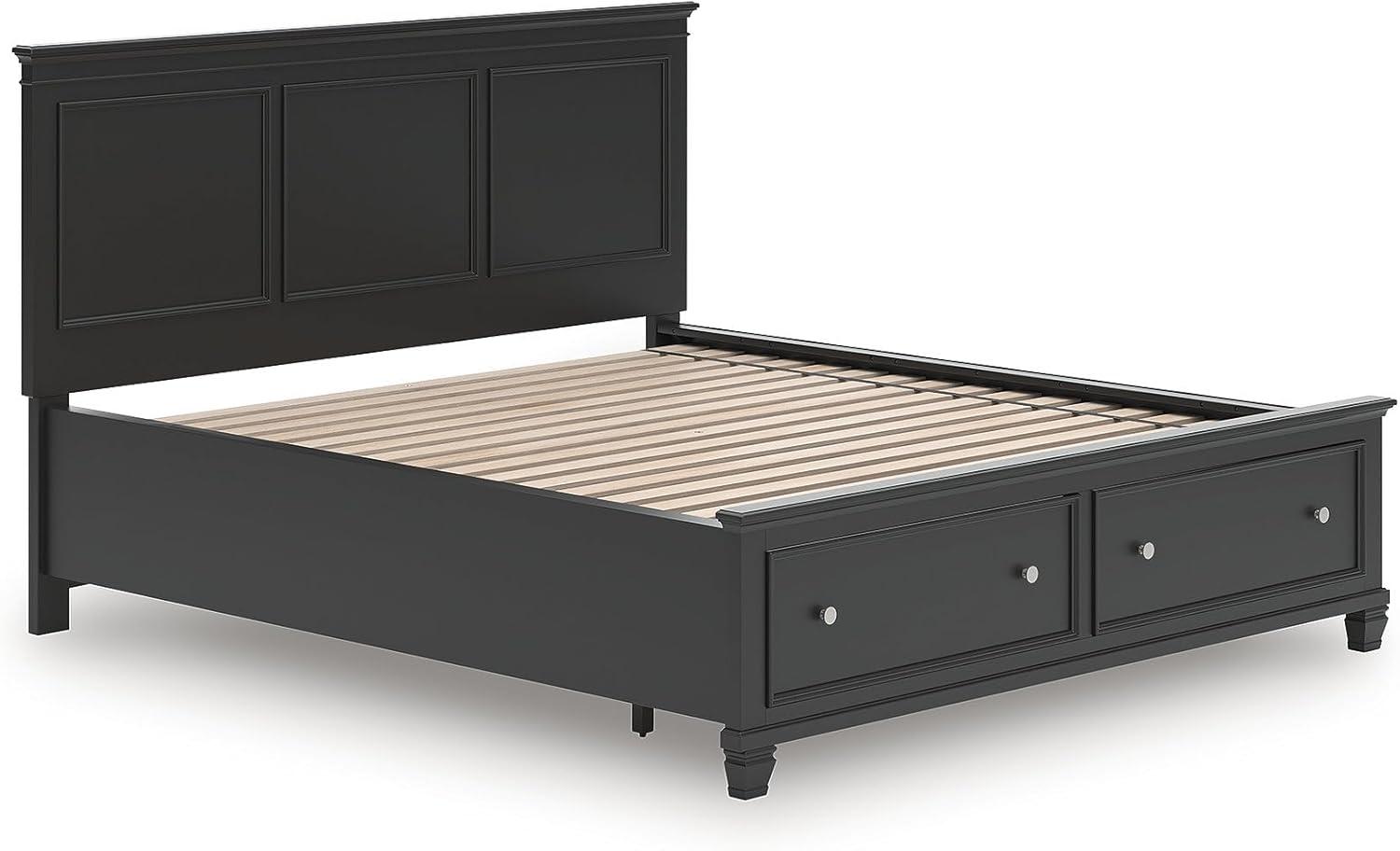 imageSignature Design by Ashley Lanolee Farmhouse Panel Storage Bed Foundation or Box Spring Not Needed King BlackBlack