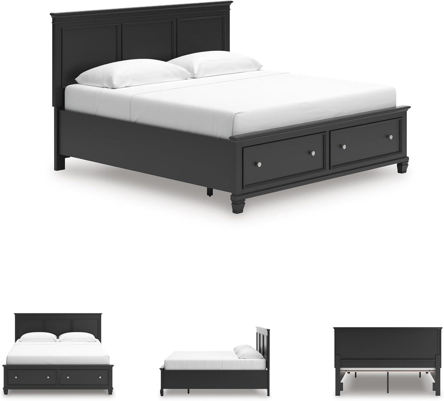 imageSignature Design by Ashley Lanolee Farmhouse Panel Storage Bed Foundation or Box Spring Not Needed King BlackBlack