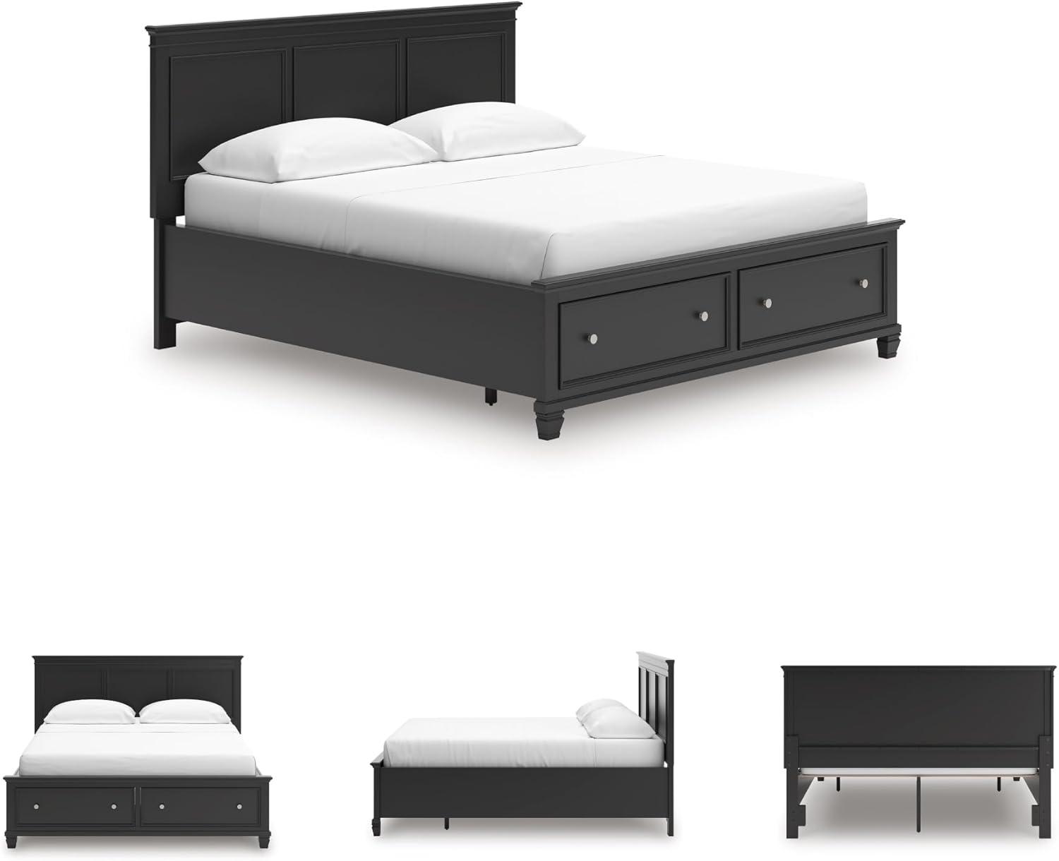 imageSignature Design by Ashley Lanolee Farmhouse Panel Storage Bed Foundation or Box Spring Not Needed King BlackBlack