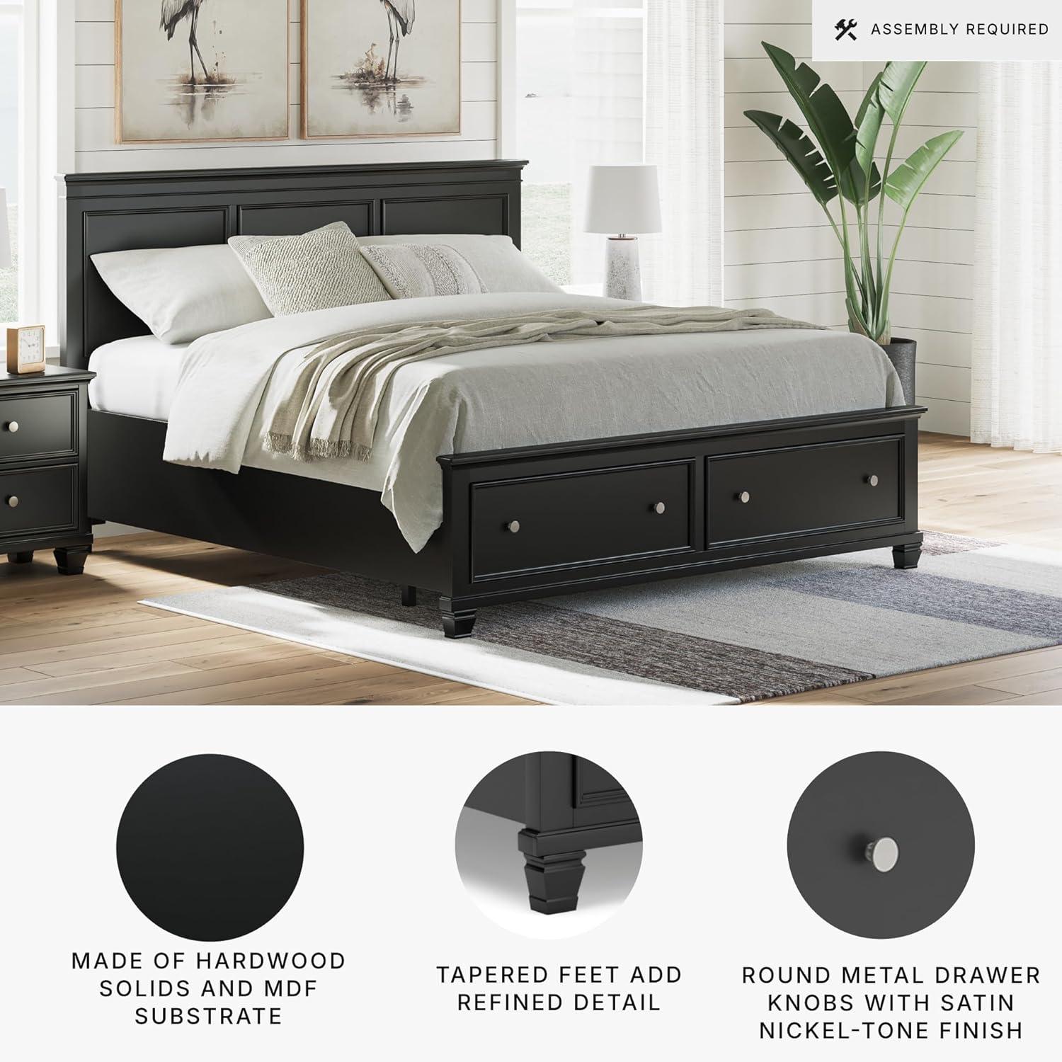imageSignature Design by Ashley Lanolee Farmhouse Panel Storage Bed Foundation or Box Spring Not Needed King BlackBlack