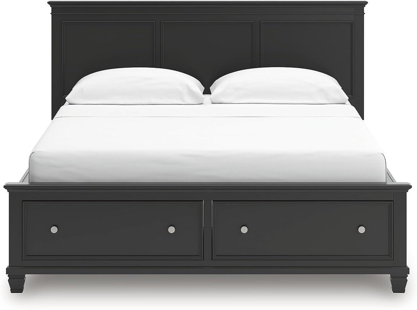 imageSignature Design by Ashley Lanolee Farmhouse Panel Storage Bed Foundation or Box Spring Not Needed King BlackBlack