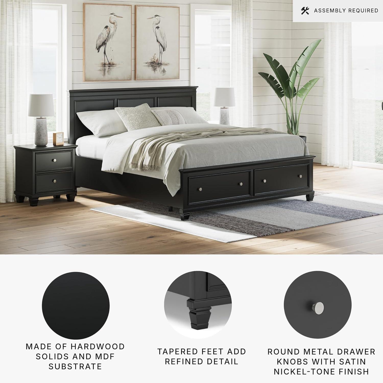 imageSignature Design by Ashley Lanolee Farmhouse Panel Storage Bed Foundation or Box Spring Not Needed King BlackBlack