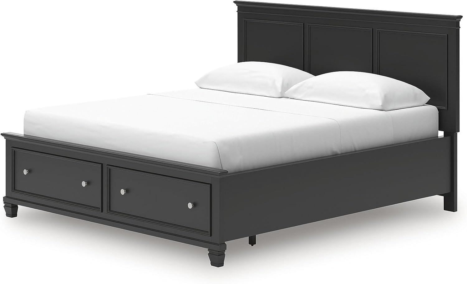 imageSignature Design by Ashley Lanolee Farmhouse Panel Storage Bed Foundation or Box Spring Not Needed King BlackBlack