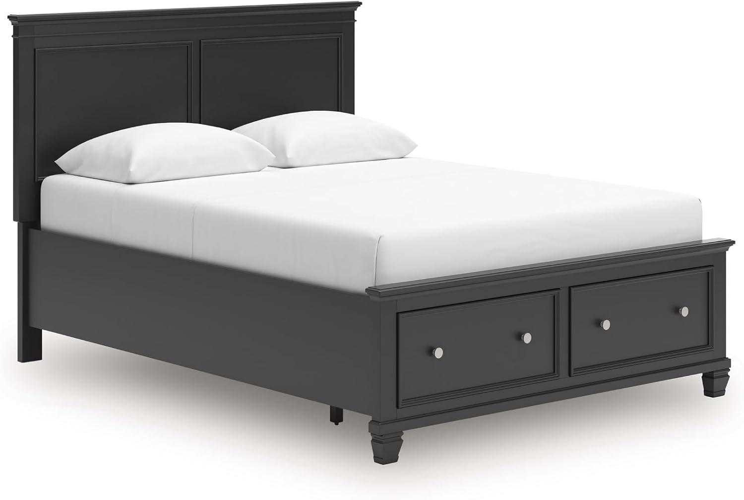 imageSignature Design by Ashley Lanolee Farmhouse Panel Storage Bed Foundation or Box Spring Not Needed King BlackBlack
