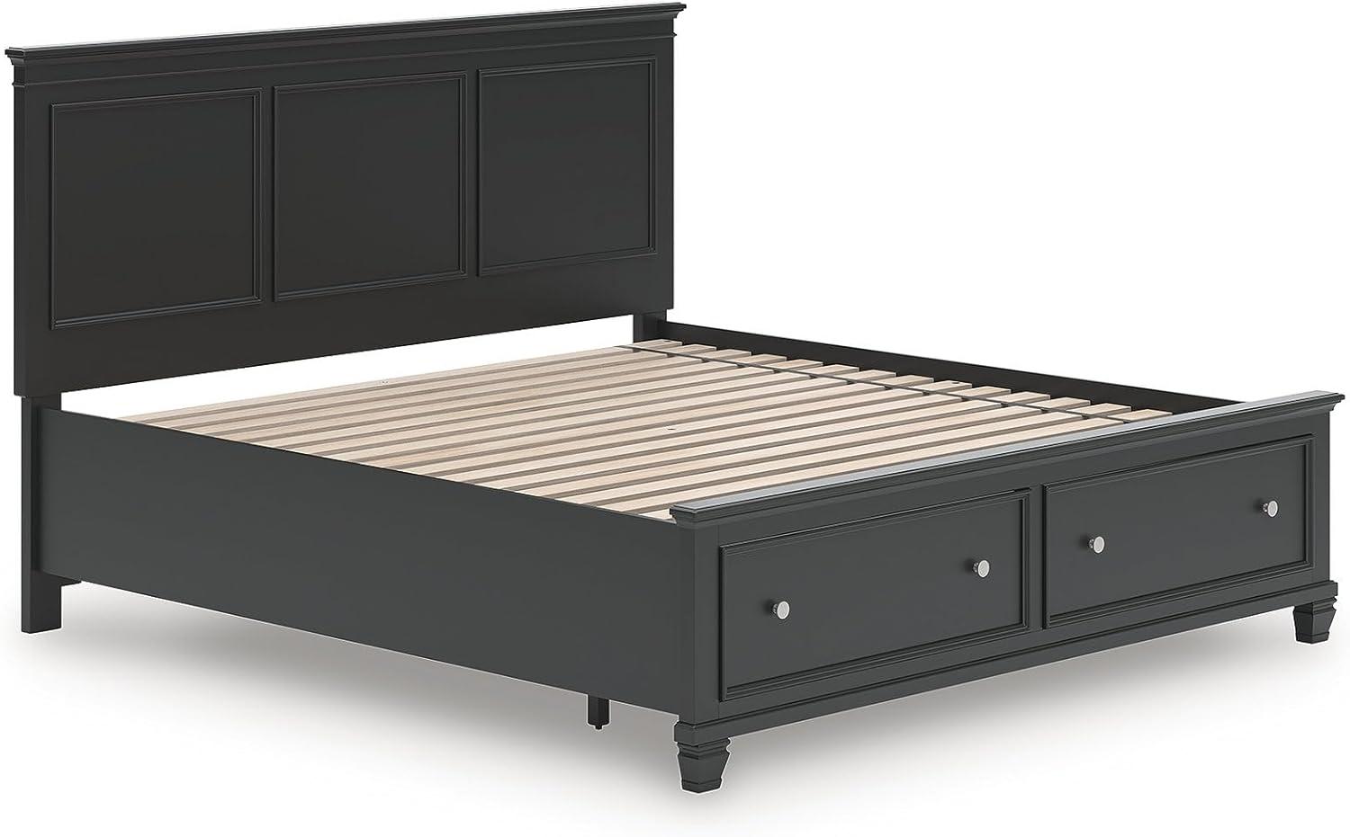 imageSignature Design by Ashley Lanolee Farmhouse Panel Storage Bed Foundation or Box Spring Not Needed King BlackBlack