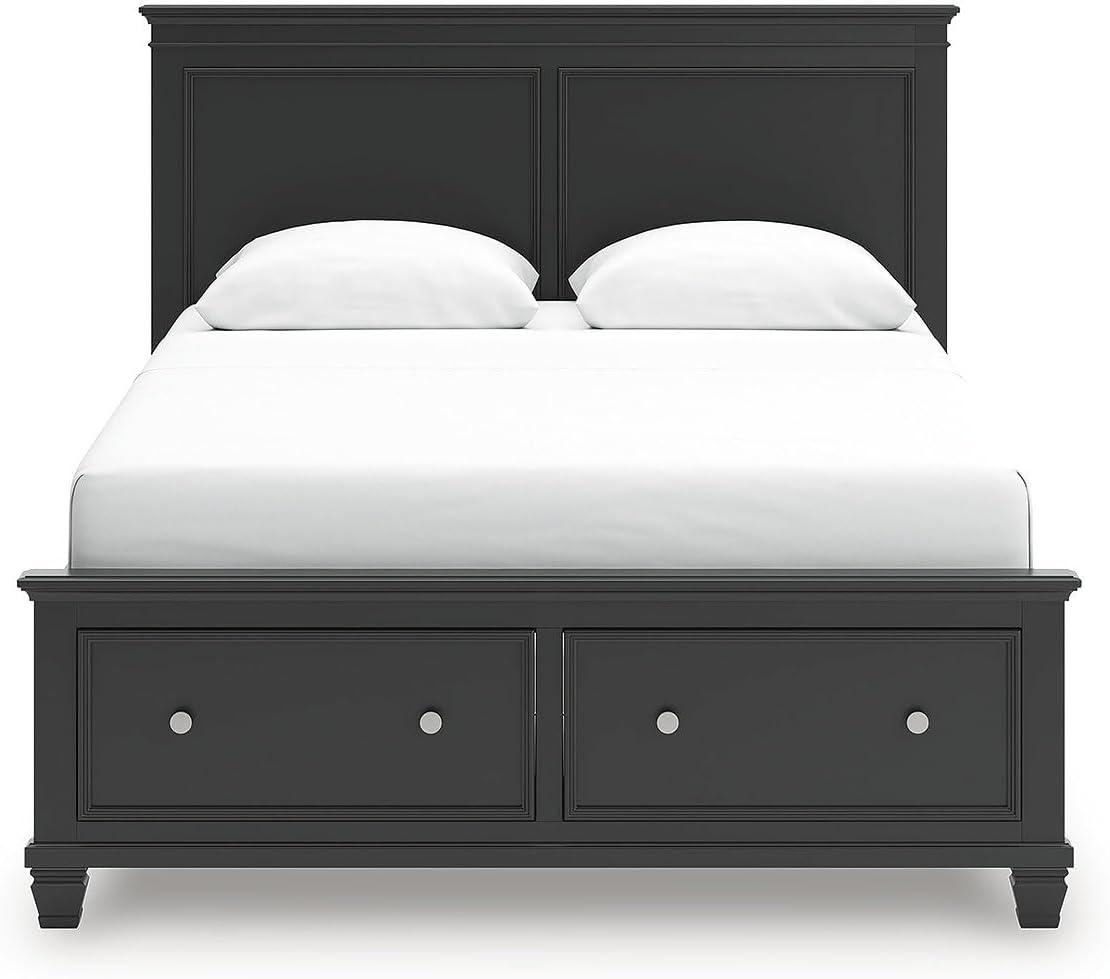imageSignature Design by Ashley Lanolee Farmhouse Panel Storage Bed Foundation or Box Spring Not Needed King BlackBlack