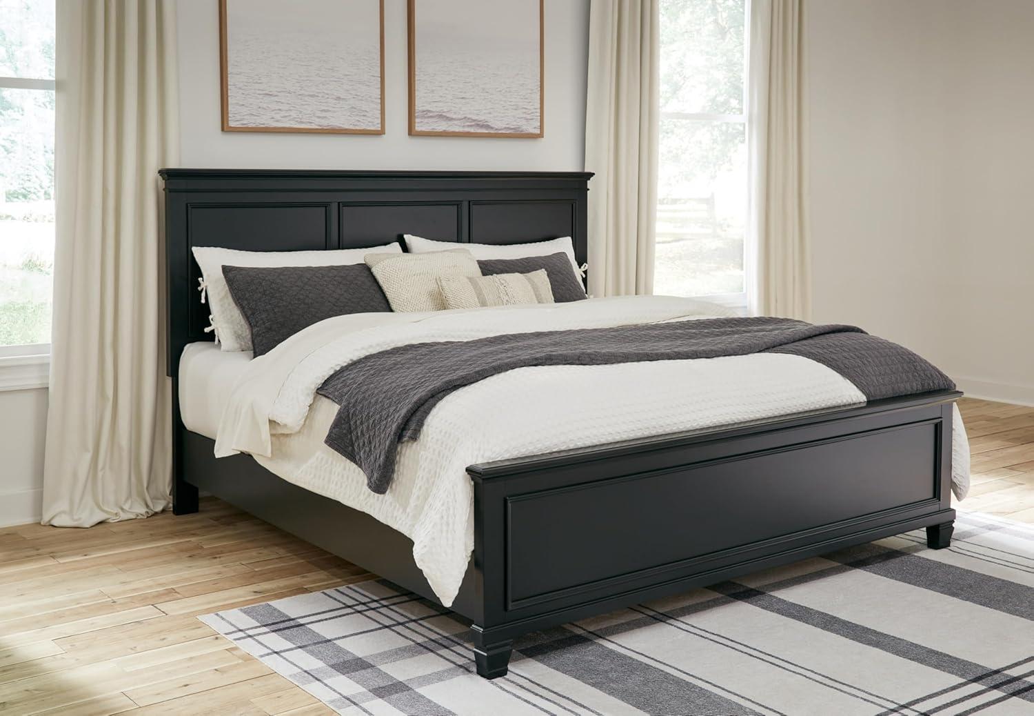 imageSignature Design by Ashley Lanolee Farmhouse Panel Storage Bed Foundation or Box Spring Not Needed King BlackBlack