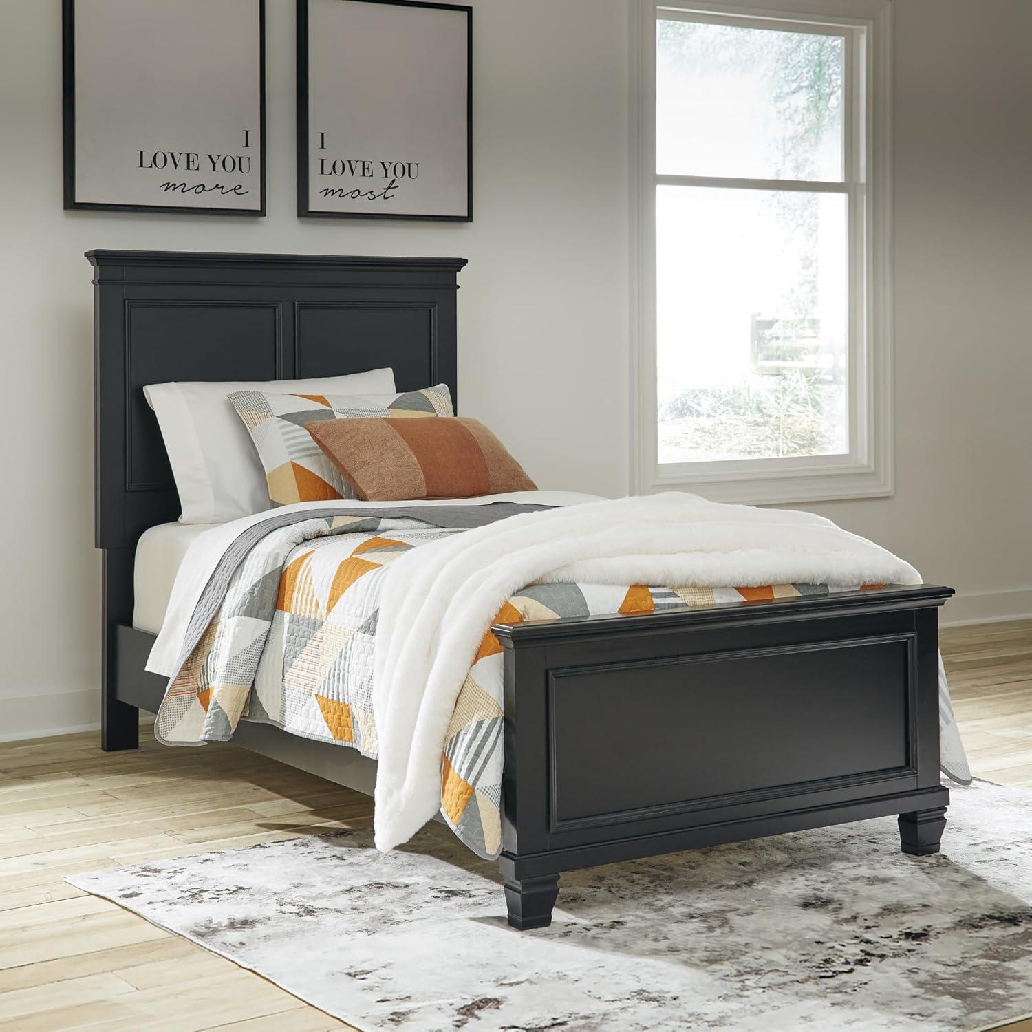 imageSignature Design by Ashley Lanolee Farmhouse Panel Storage Bed Foundation or Box Spring Not Needed King BlackBlack