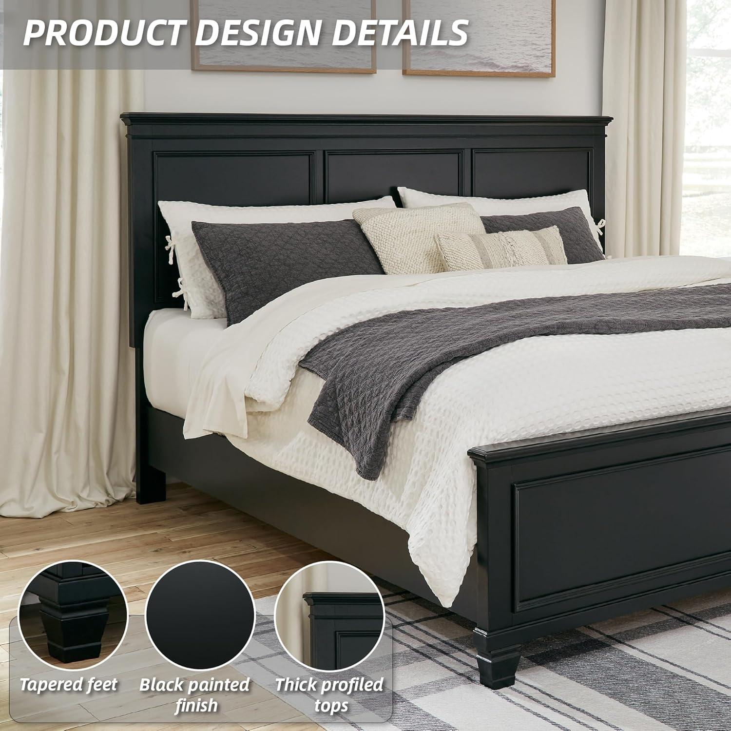 imageSignature Design by Ashley Lanolee Farmhouse Panel Storage Bed Foundation or Box Spring Not Needed King BlackBlack