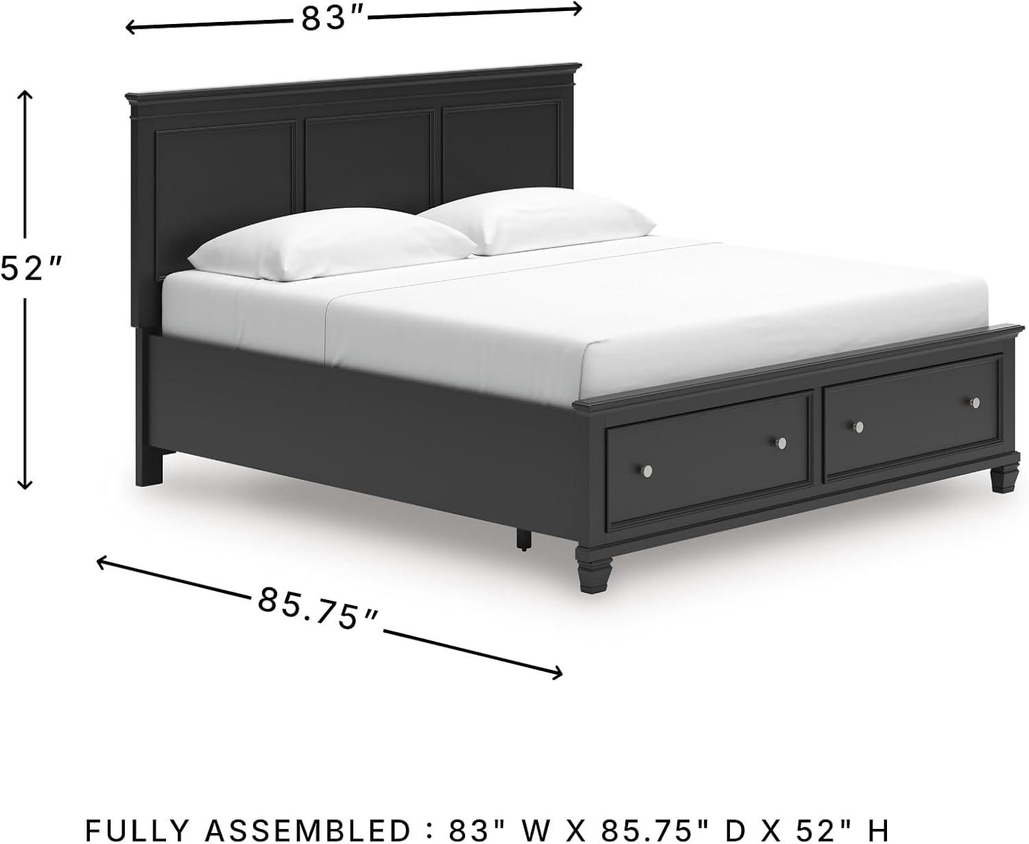 imageSignature Design by Ashley Lanolee Farmhouse Panel Storage Bed Foundation or Box Spring Not Needed King BlackBlack