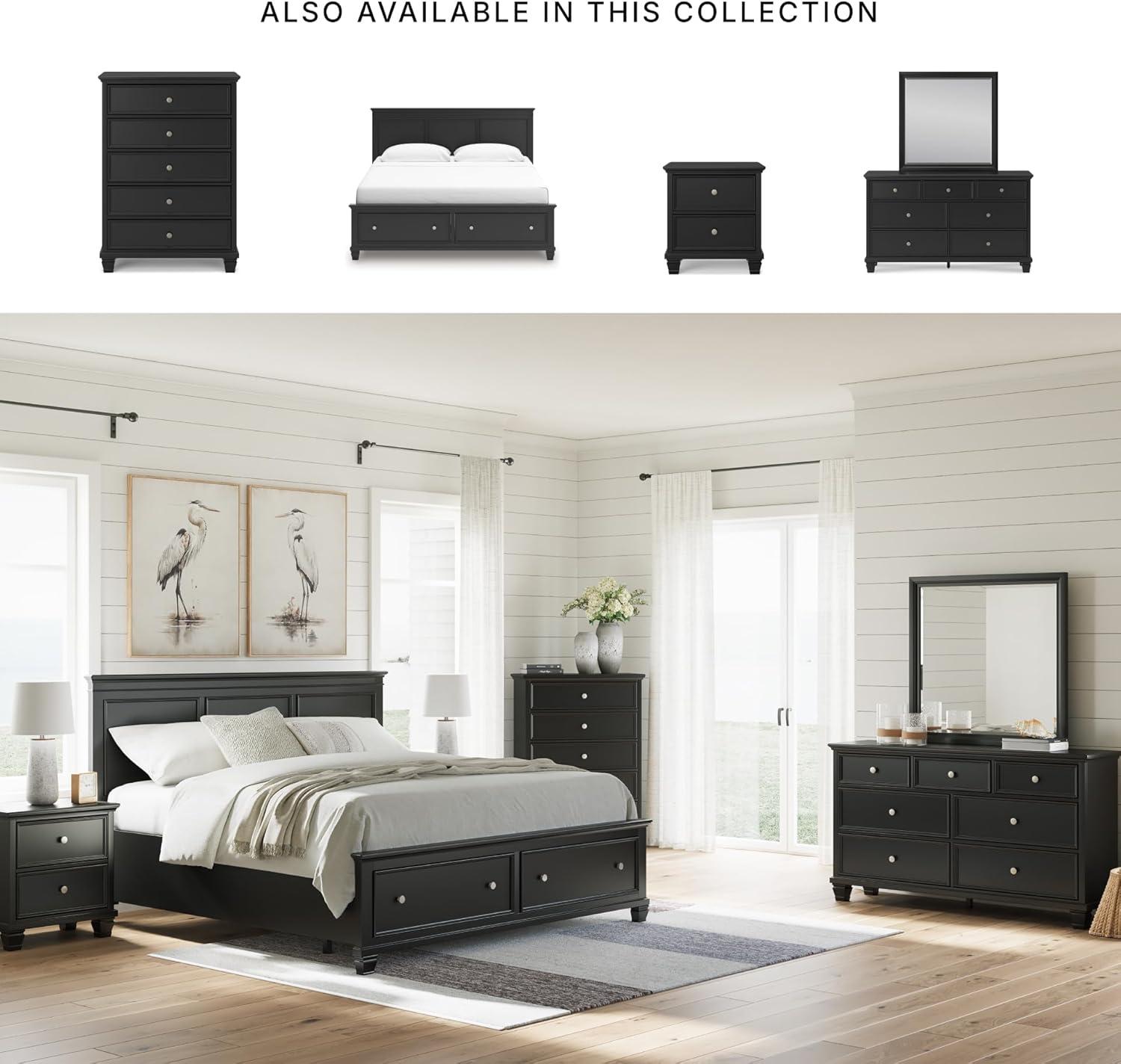 imageSignature Design by Ashley Lanolee Farmhouse Panel Storage Bed Foundation or Box Spring Not Needed King BlackBlack