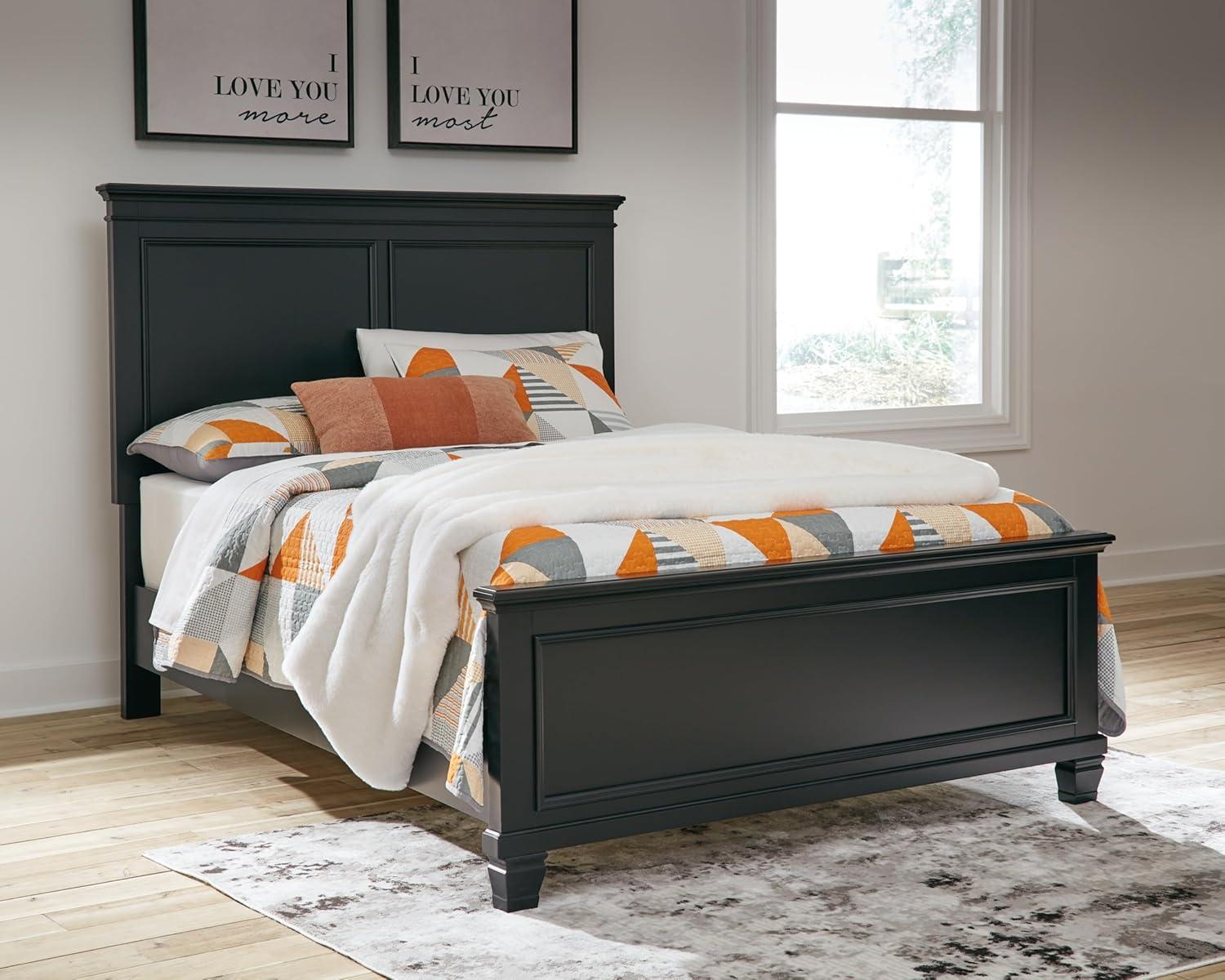 imageSignature Design by Ashley Lanolee Farmhouse Panel Storage Bed Foundation or Box Spring Not Needed King BlackBlack