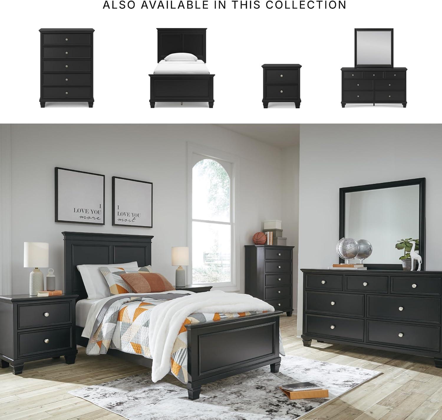 imageSignature Design by Ashley Lanolee Farmhouse Panel Storage Bed Foundation or Box Spring Not Needed King BlackBlack